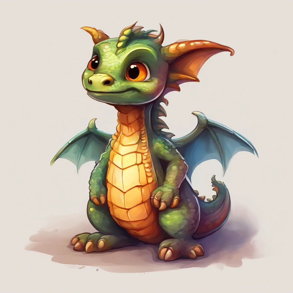 (cute little European Dragon:1.5),character design, sticker design, (cartoon:1.3),(chibi:1.2),(pixar style:1.2),(cute expression:1.1),(big eyes:1.1),(watercolor:1.1),(separated from white background:1.1)