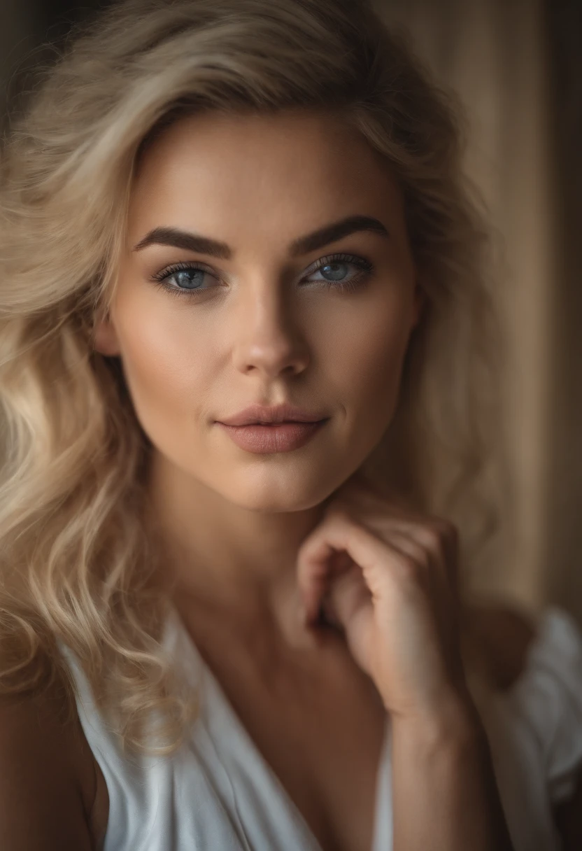 Realistic young twenty years old white female Instagram influencer, Best quality, Blonde, 1 fille, yeux bleus, en robe courte moulante noir au club (((Huge chest,A plump chest))