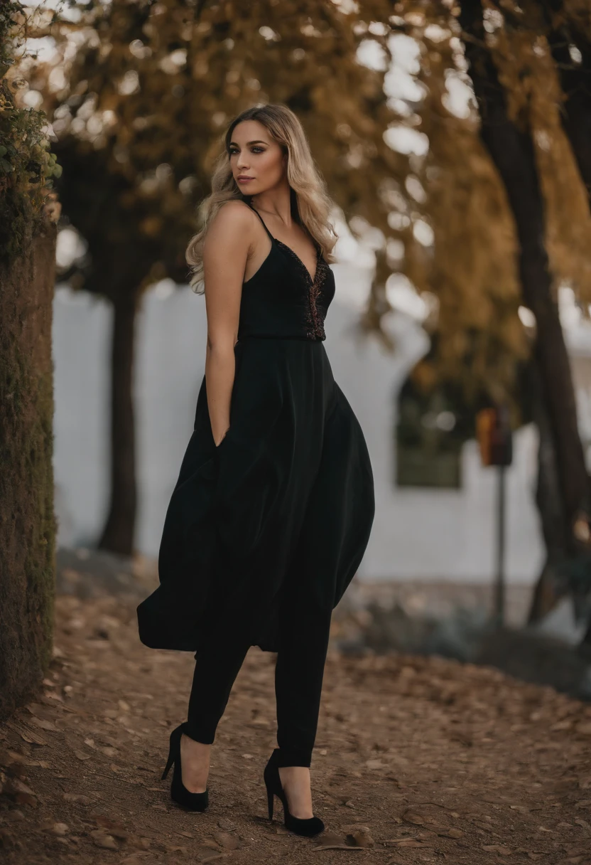 Realistic young twenty years old white female Instagram influencer, Best quality, Blonde, 1 fille, yeux bleus, en robe courte moulante noir au club (((Huge chest,A plump chest))