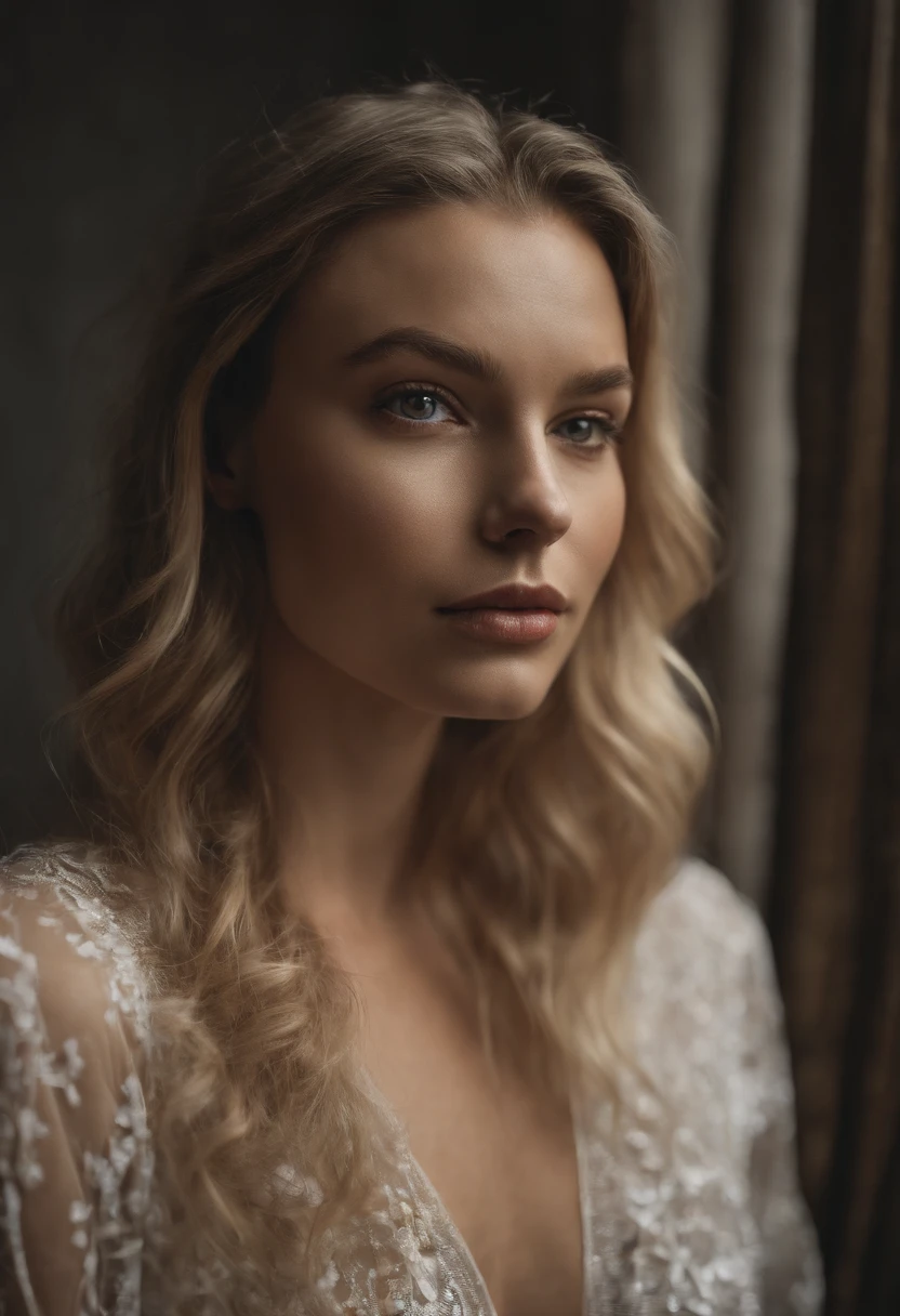 premier quality, High image quality, Masterpiece, cheveux gris, golden eyes, white Clothes, levant les yeux, Haut du corps, Hairline, peau claire, Lateral braids, Souriant, dents doubles