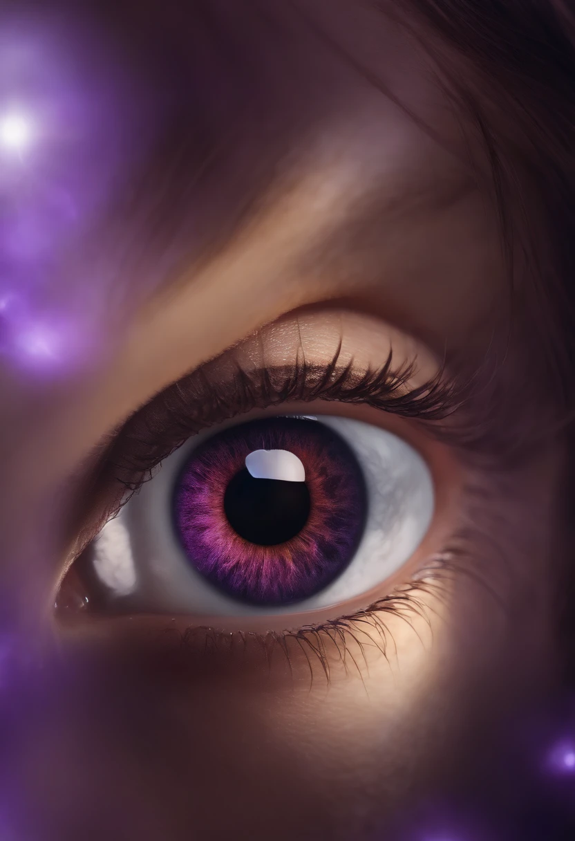 Infinite and Curious Eye, capturing the essence of exploration and wonder. (best quality, 4k, highres, masterpiece:1.2), ultra-detailed, (realistic, photorealistic, photo-realistic:1.37) portraits, with the focus on beautiful detailed eyes, captivating gazes, and intricate features. The medium will be a fusion of illustrations and photography, creating a unique blend of artistry. The scene is set against a backdrop of vibrant purple, complemented by the contrasting colors of dark red and white. The lighting will be carefully crafted, casting a subtle and mysterious glow on the subjects.