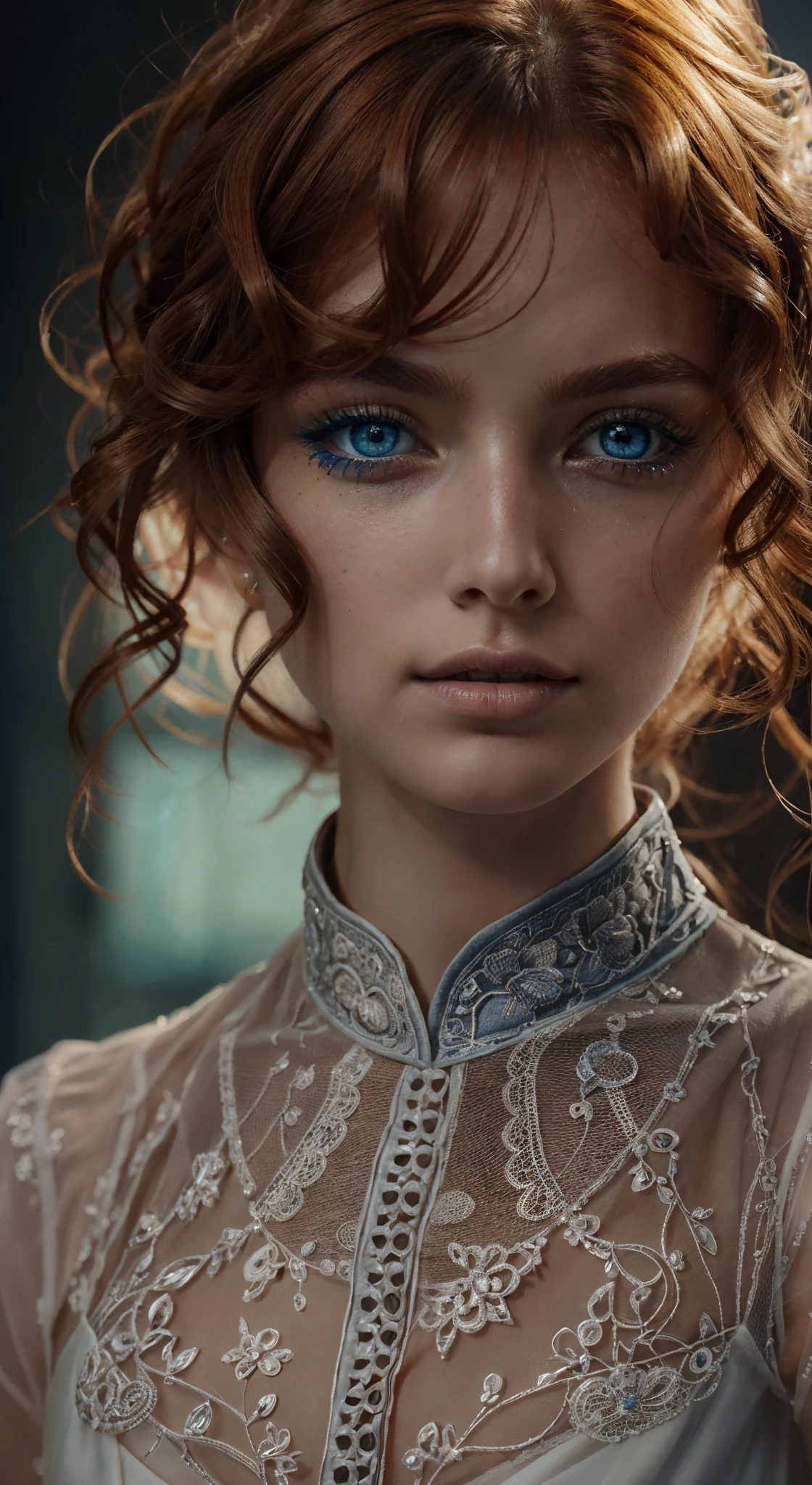 (best quality, highres, ultra-detailed, realistic:1.37), vibrant blue eyes, realistic rendering, soft lighting, detailed eyelashes, beautiful iris, shining reflections, captivating gaze, expressive eyes, lifelike skin texture, flawless complexion, natural beauty, subtle makeup, intense gaze, striking contrast, captivating portrait, professional photography