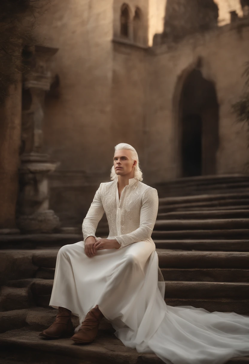 (master part), foco nítido, retrato de um homem albino com (((25 anos))) com uma pose confiante e sorridente, ((messy medium platinum hair)), olhos azuis, bochechas rosadas com sardas, em uma magnificent castle, .cgi, symmetr, octan render, 35 mm, Bokeh, 9:16, (detalhes intrincados:1.12), HDR, (detalhes intrincados, hiperdetalhado:1.15), (textura natural da pele, hiper-realismo, luz suave, Sharp:1.2), circunstanciado