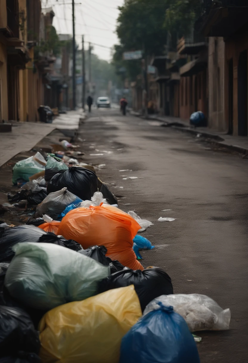 garbage bags on the street, pile of garbage, dirt, dirty streets, garbage