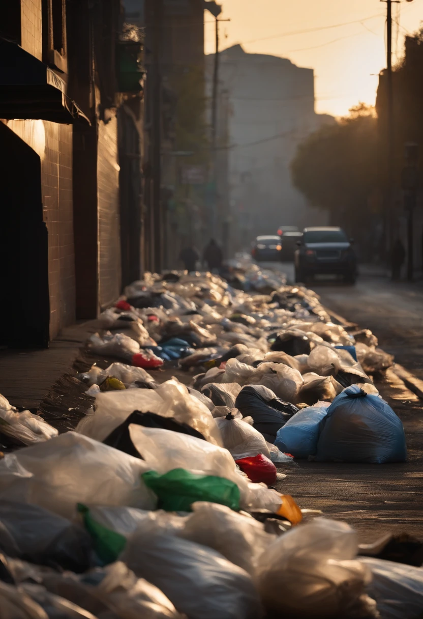 garbage bags on the street, pile of garbage, dirt, dirty streets, garbage