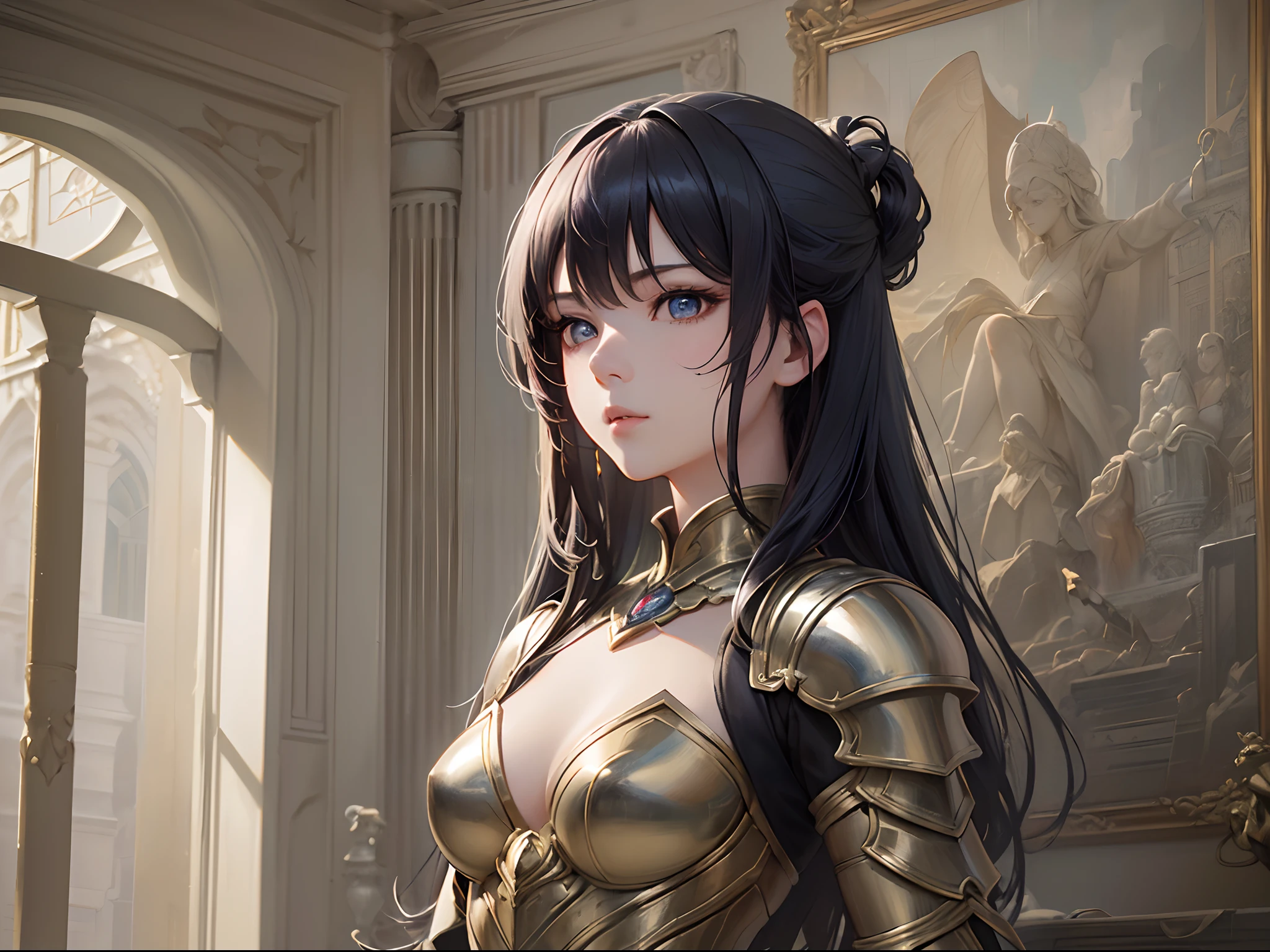 ((Finest quality)),(超A high resolution),(ultra-detailliert),(Meticulous portrayal),((best pictures)),(Finest works of art),Ultra-Precision Art,The art of astounding depiction,Fantasyart:1.5, (1人の女性:1.5),Light armor:1.5,relief,