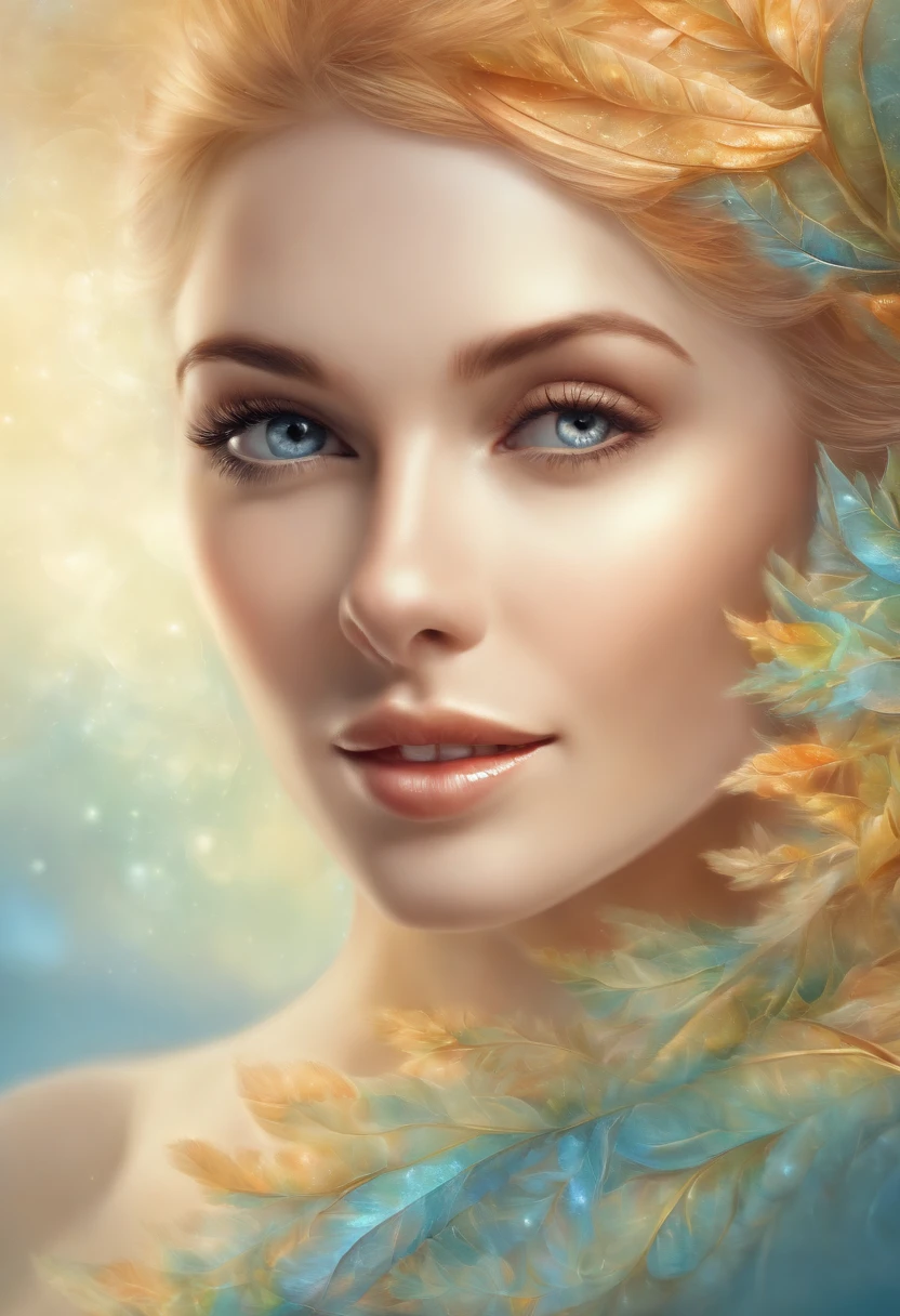 (Obra maestra, Calidad superior, La mejor calidad, acuarela (Medio), Arte Oficial, beautiful and aesthetic: 1.2), (1 girl: 1.3), (Arte fractal: 1.3), Morning, good morning, They are smiling, sunny day, alegre, Mirar visor, pattern, ola, (cabello iridiscente, cabello colorido: 1.2), Cielo, Gas, nubes, De color, soap bubbles