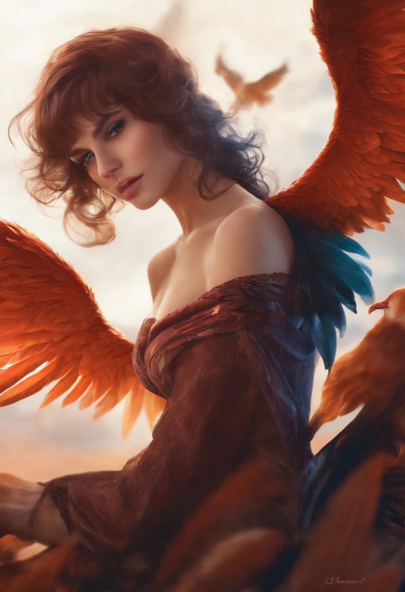 paellicia,large_breasts,short hair ,feathered wings, nsfw
