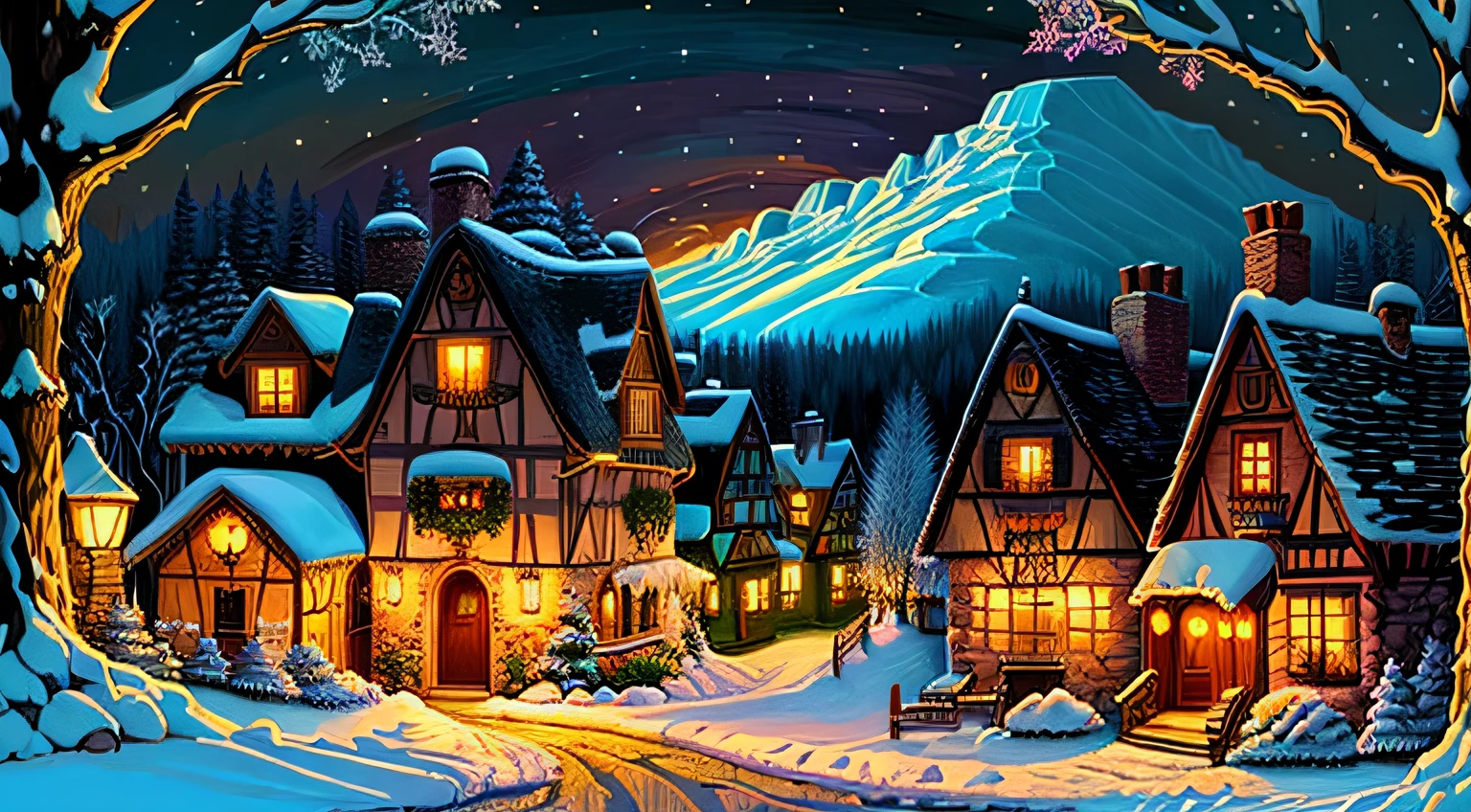 (extremely detailed Clipart art, best quality, cozy and magical ambiance),(nostalgia, a whimsical small village, delicate and charming),(enchanting, fairytale-like atmosphere, warmly lit environment)