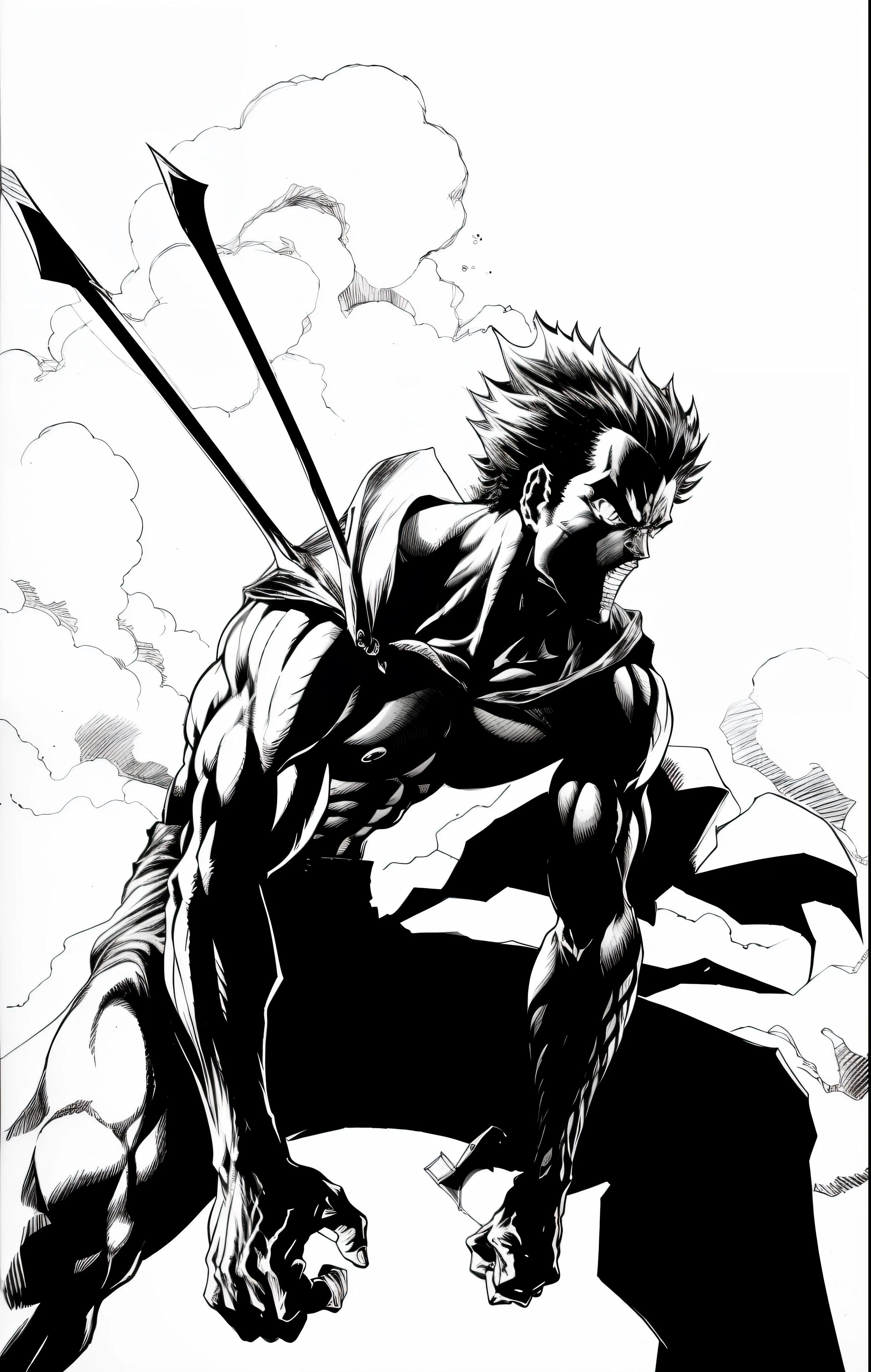 A drawing of a man with a bow and arrow in his hand, inspirado em Mike Deodato, striking manga artstyle, kentaro miura manga art style, Mike Deodato Jr, manga style of kentaro miura, ink manga drawing, kentaro miura manga style, afro samurai manga style, Ichigo Kurosaki, Tetsuo futurista