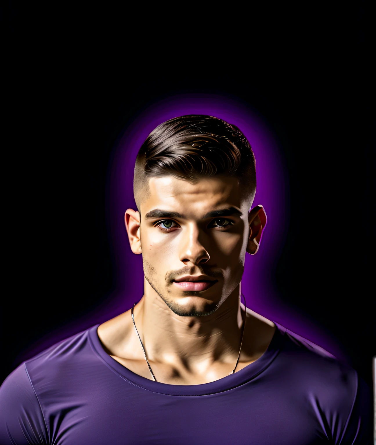 There's a man in a purple shirt posing for a picture, Zoltan, Estilo Dan DeCarlo, inspirado em John Mossman, George Doutsiopoulos, Ricardo Milos, Raphael Personnaz, patrick nagle!!, patrick nagle!!!, inspirado em William Mossman, Joe Unha, damian kryzwonos, homem bonito, vestindo camiseta roxa