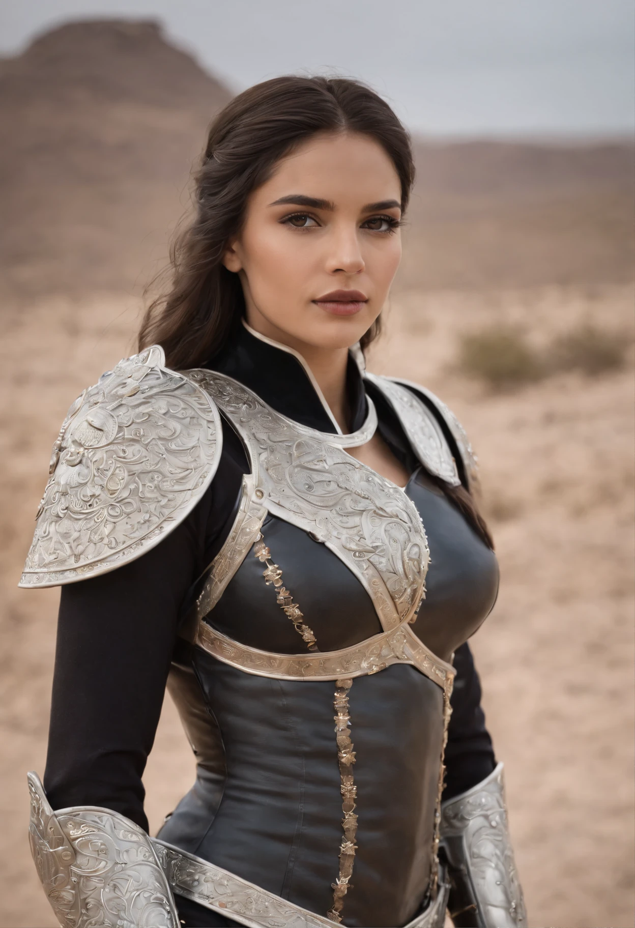 Oficial femenina del Cuerpo de Marines con protector blanco(alto teta enorme muslo grueso Cleopatra Kat cabello cobalto brown eyes labios negros) A communication device, como una tiara, se coloca en la cabeza Un esqueleto de metal negro cubre el torso de una mujer vestida con un traje interior blanco, y el cristal ovalado en su pecho brilla azul. Both shoulders are protected by armor with three plates stacked on the left and right, and metal fibers extending from the armor cover to the elbows. Small backpack on the back Waist circumference is at the front, delantera, izquierda y derecha1Cada placa corta se fija como armadura de falda en la parte posterior, centro izquierdo y derecho. Las botas blindadas protegen tus piernas envueltas en medias de color claro hasta los muslos。(Sf)