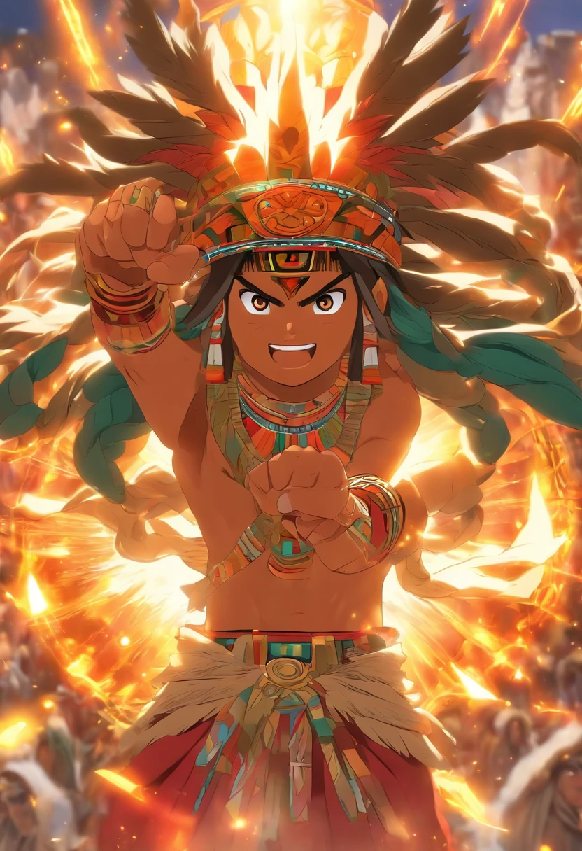 (((INTI))) best quality, ultra-high resolution, 4K detailed CG, master piece, Sun God, Andes, Peruvian clothing, Inca mythology, turkey, aesthetics, ((Inca God)), Beautiful image, centered on screen