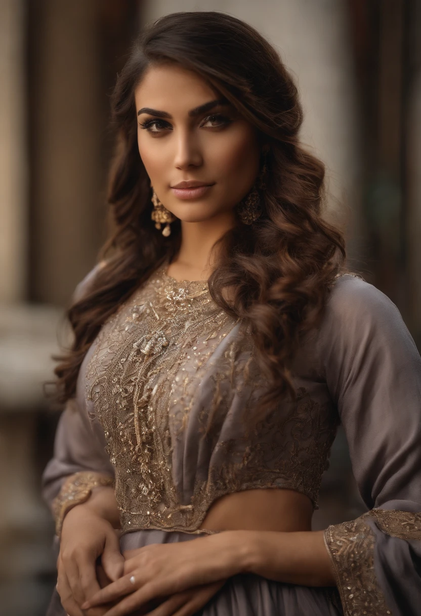 8k, RAW photo, best quality, masterpiece:1.2),(realistic, photo-realistic:1.37),sunset,soft light,"photo of a Beauty Arabic women with Huge boob,hijab, extremely beautiful face,bust,Random hairstyle,brown hair color,Naughty expression,pigsney, adult content,nsfw,cleavage,femdom, erotic