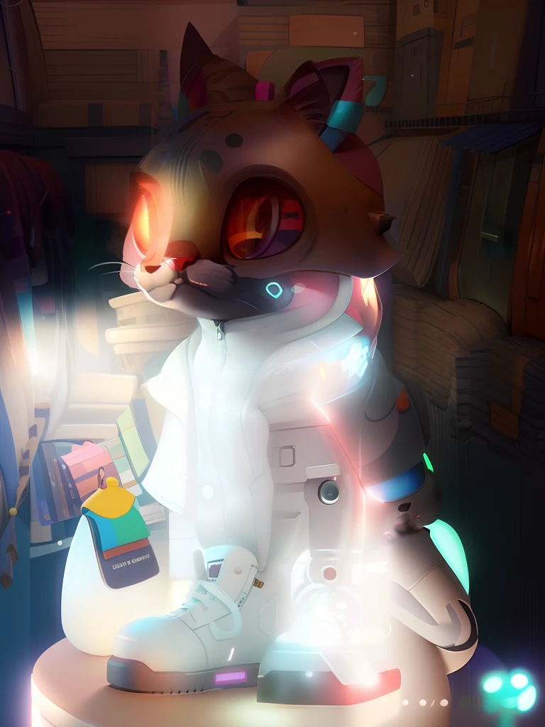 Close-up of a cat in jacket and boots, lovely digital painting, Cute detailed digital art, trending on polycount, cute 3 d render, Trends in CG society, 3 d render stylized, Beeple and Jeremiah Ketner, 3d render trending on artstation, Highly detailed character design, [ trending on CGSociety ]!!, Stylized character design