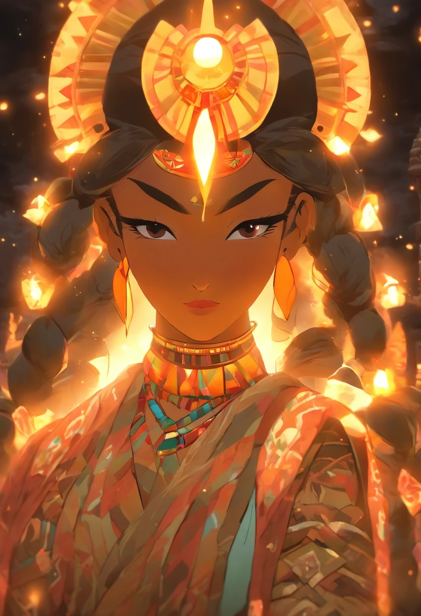 (((MAMA QUILLA))) best quality, ultra-high resolution, 4K detailed CG, masterpiece, Inca Goddess, Moon Adornment,moonlight, Andes, Peruvian clothing, Inca mythology, Peruvian, aesthetic, ((Adornment Inca)), Beautiful image, centered on the screen