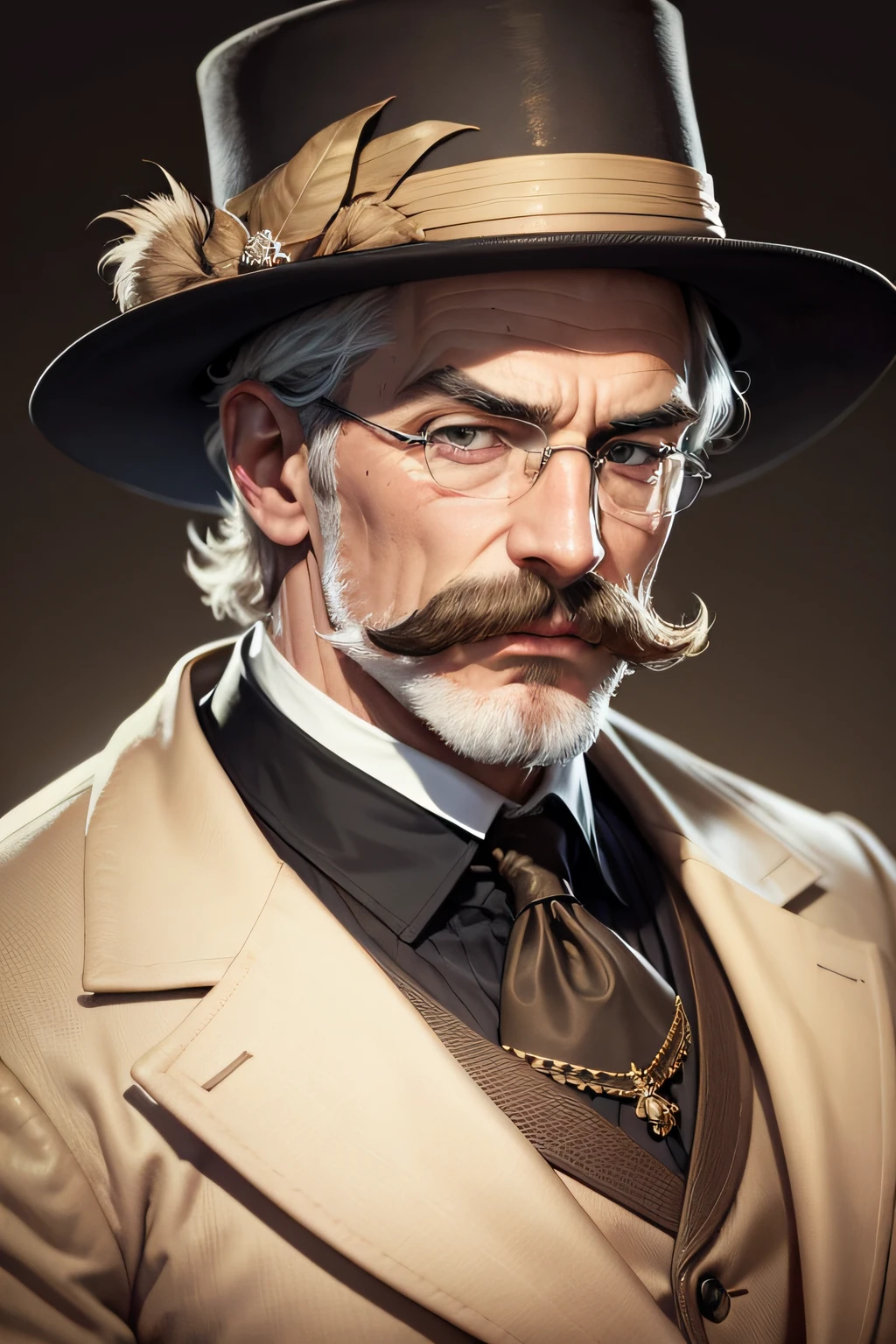 gentleman, Inglaterra, velho, bigode grande, glasses