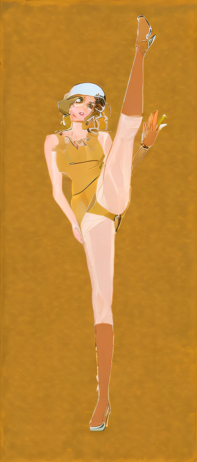 Painting of Alafed with a woman in a dress and hat doing a kick, Inspired by Egon Schiele, Vector style drawing, inspired by Raphael Kirchner, fashion illustration, the pose, Fashion poses, by Tanaka Isson, by Naka Bokunen, Inspired by Tomer Hanukkah, neutral pose, Inspired by Chantal Joffe