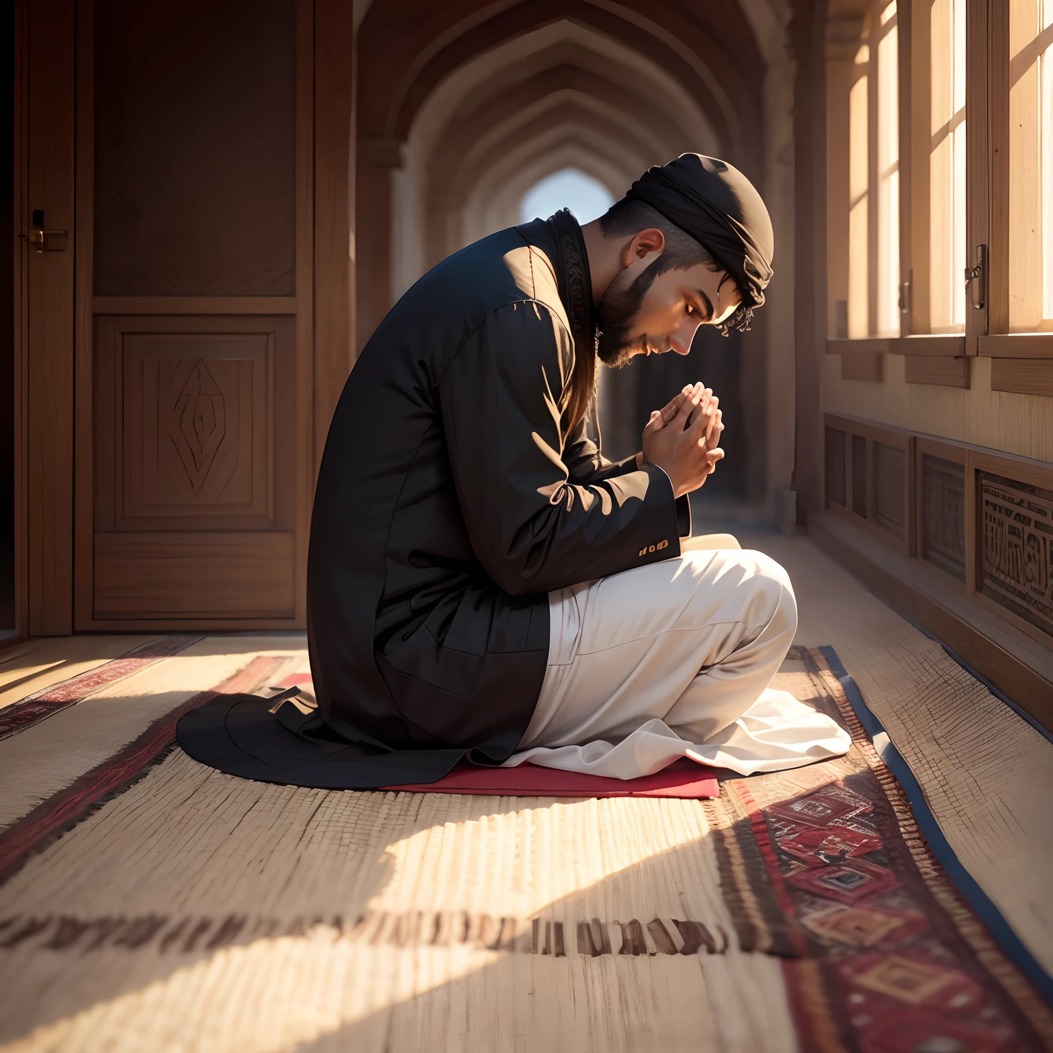 Picture of a Muslim man prayering