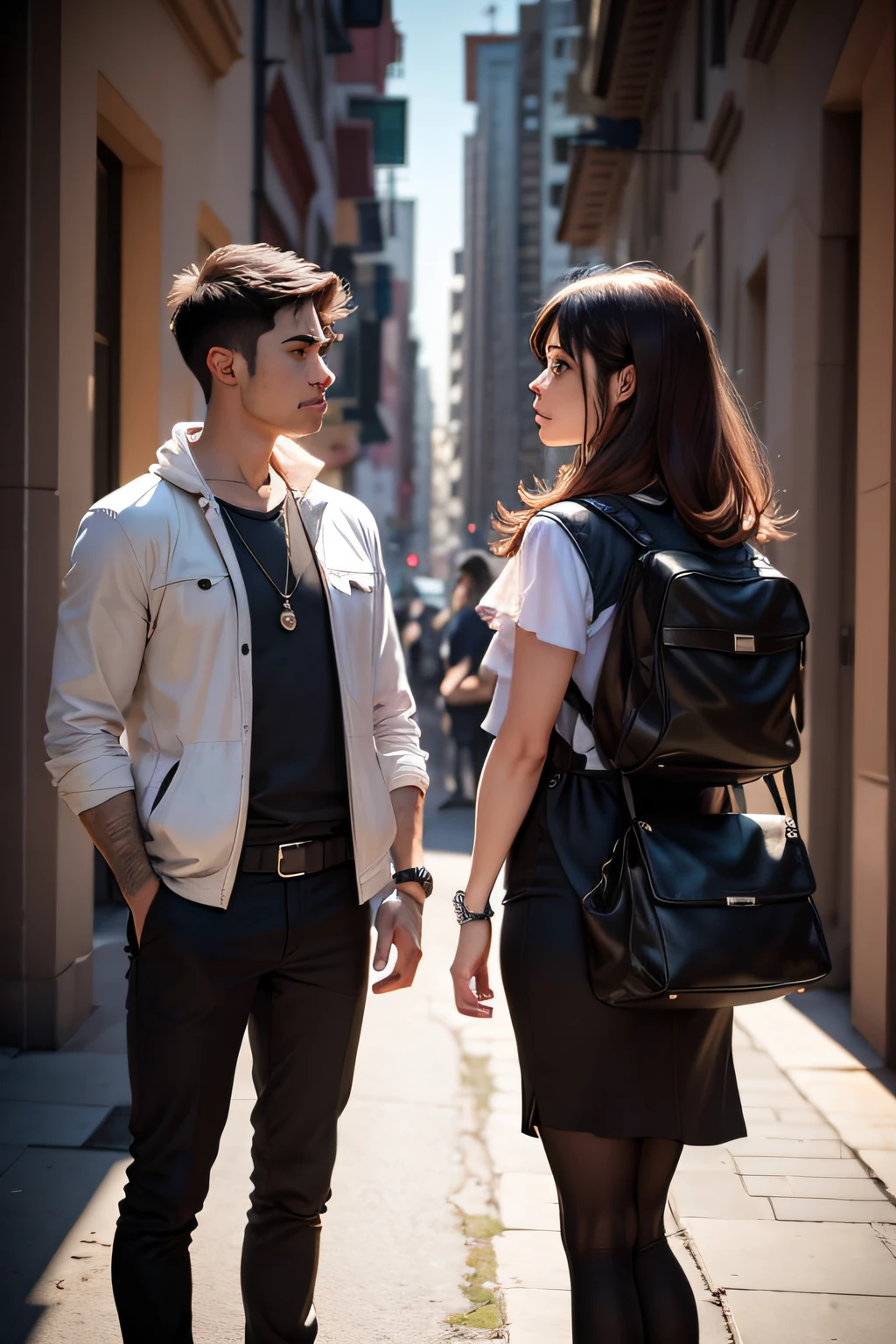 Two people talking and one of them is uninterested