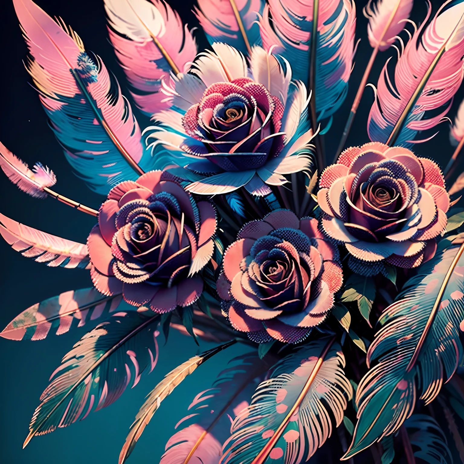 Riff Style 2 (masutepiece, top-quality, Best Quality, Official art, Plants and bird feathers, Beautiful and aesthetic flowers々:1.2), (Roses and pampas grass:1.3), The flowers in the leading role are large and positive,Extremely detailed,(Fractal Art:1.1),(Colorful:1.1)(Flowers:1.3),highest details,(Zentangle:1.2), (Dynamic Pose), (Abstract background:1.3), (Glossy flowers), (Many colors:1.4), ,(Stinging buds), (Feathers:1.5)