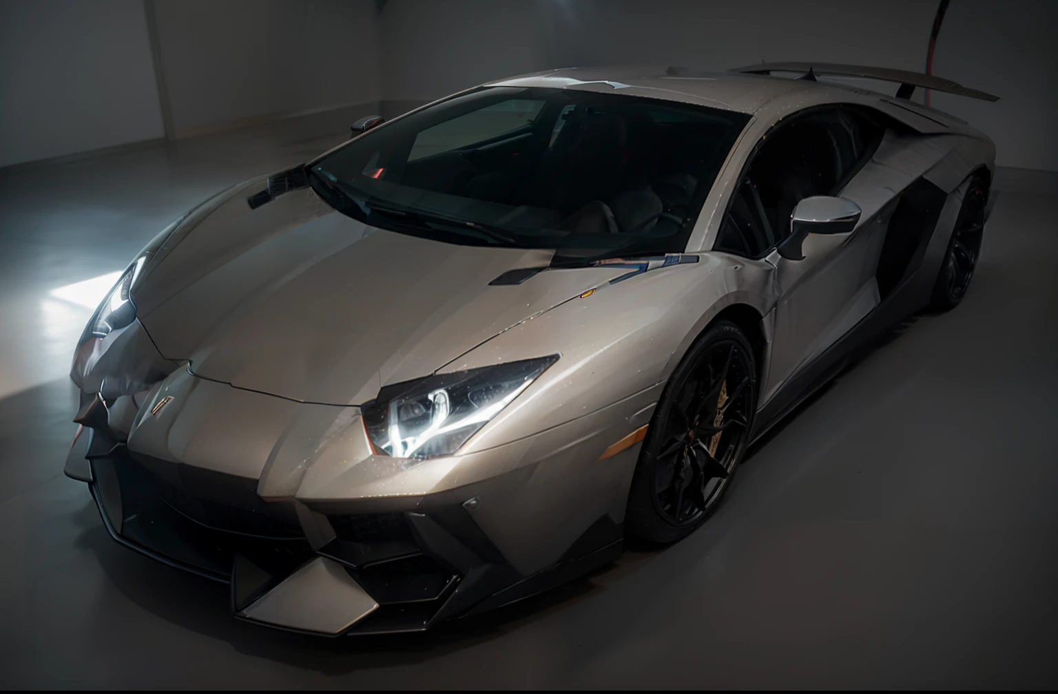 Lamborghini aventador, 32k, 600 dpi, Sony A7 IV, Studio lighting, Realistic Environmental Lighting, Immersive realism, Cinematic, Centered, Shallow depth of field, Dramatic Lighting, Beautiful, Ultra detailed, chromatic aberration, Screen space reflections, 1200pp