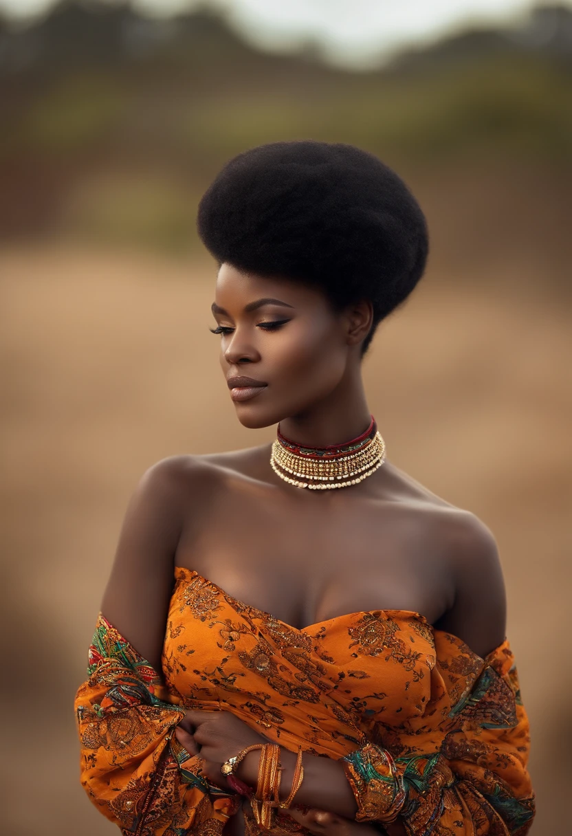 Sensuel, belle, attractif, African with neckline, visage recouvert de sperme