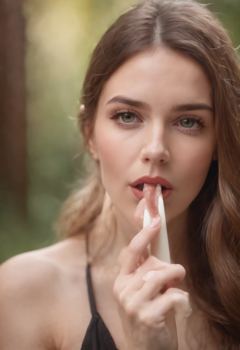 Beautiful young woman sucking a huge penis