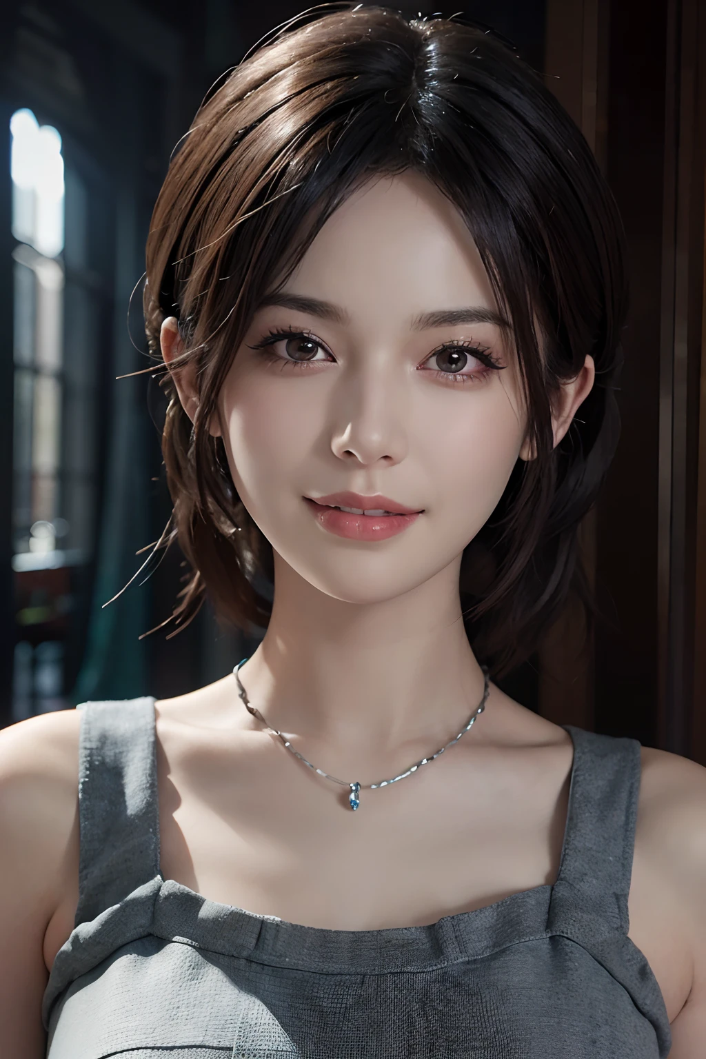 (Masterpiece: 1.3), (8k, photorealistic, RAW photo, top quality: 1.4), (1girl), beautiful face, (realistic face), (black hair), beautiful hairstyle, realistic eyes, beautiful detail eyes, (realistic skin), beautiful skin, absurdity, attractive, ultra high resolution, ultra realistic, high definition, golden ratio, whole body, smiling teeth are visible, beautiful smile,
