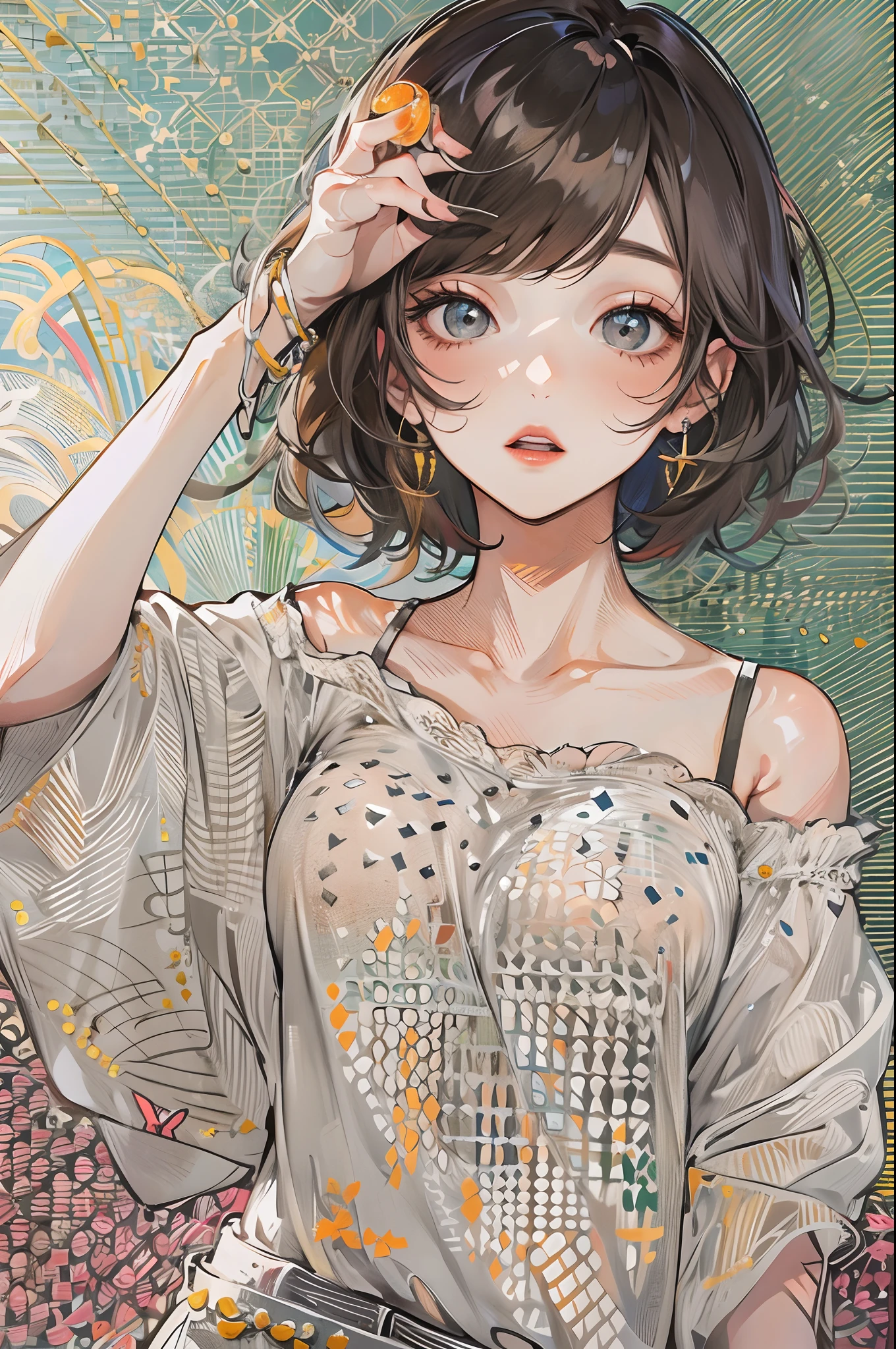 Girl, Single, Best Quality, Upper Body, Beautiful, Pretty, Radiant, Breast-Large, Short Hair