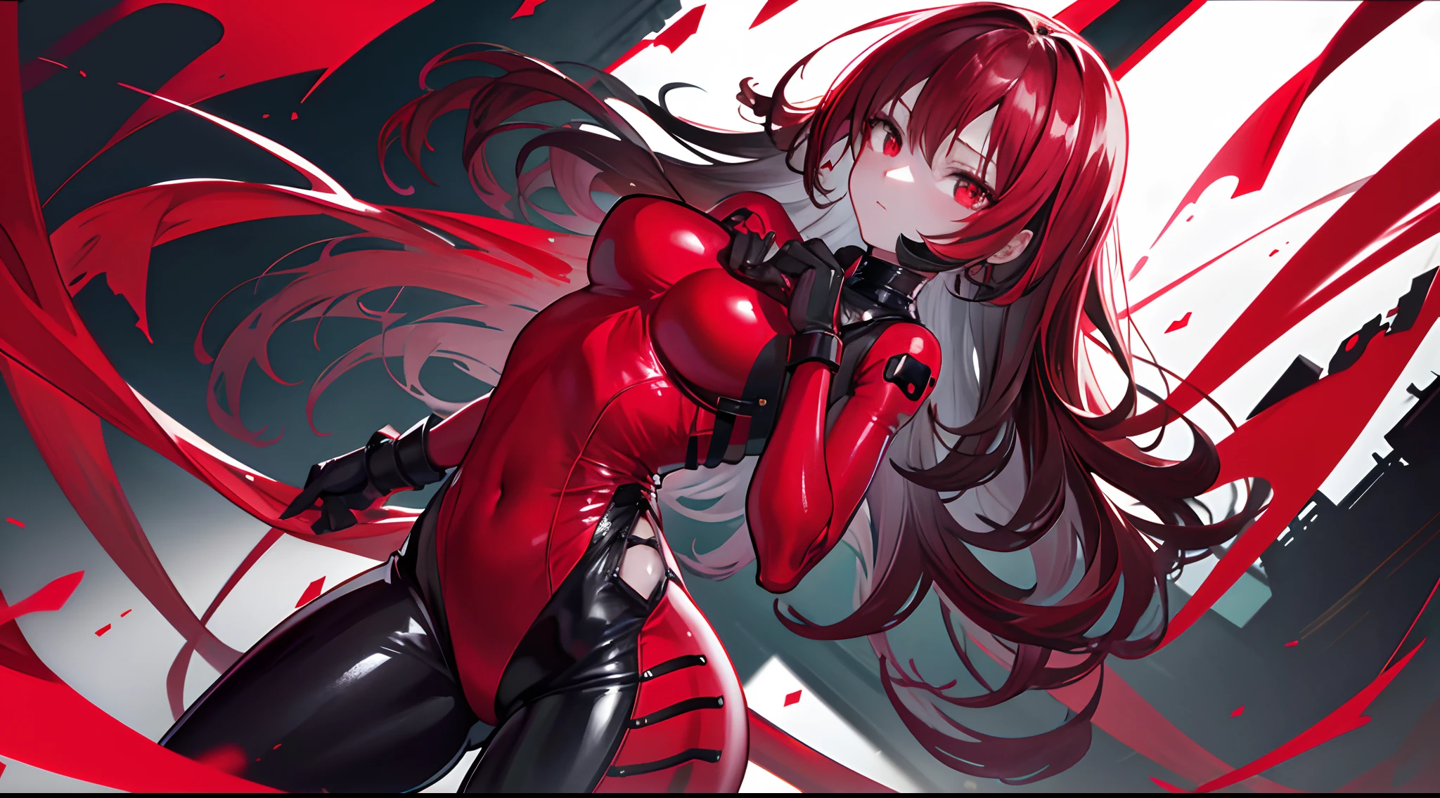 (masutepiece), Best quality, high resolution, Ultra-detailed, Vivid texture, Mask、Against the strong, Tight jumpsuits,Highlight her gorgeous figure, Dynamic lighting, Ruby red/Black contrast, film view, intense emotion, immersive experience, Timeless beauty, Breathtaking,photorealestic,Sick