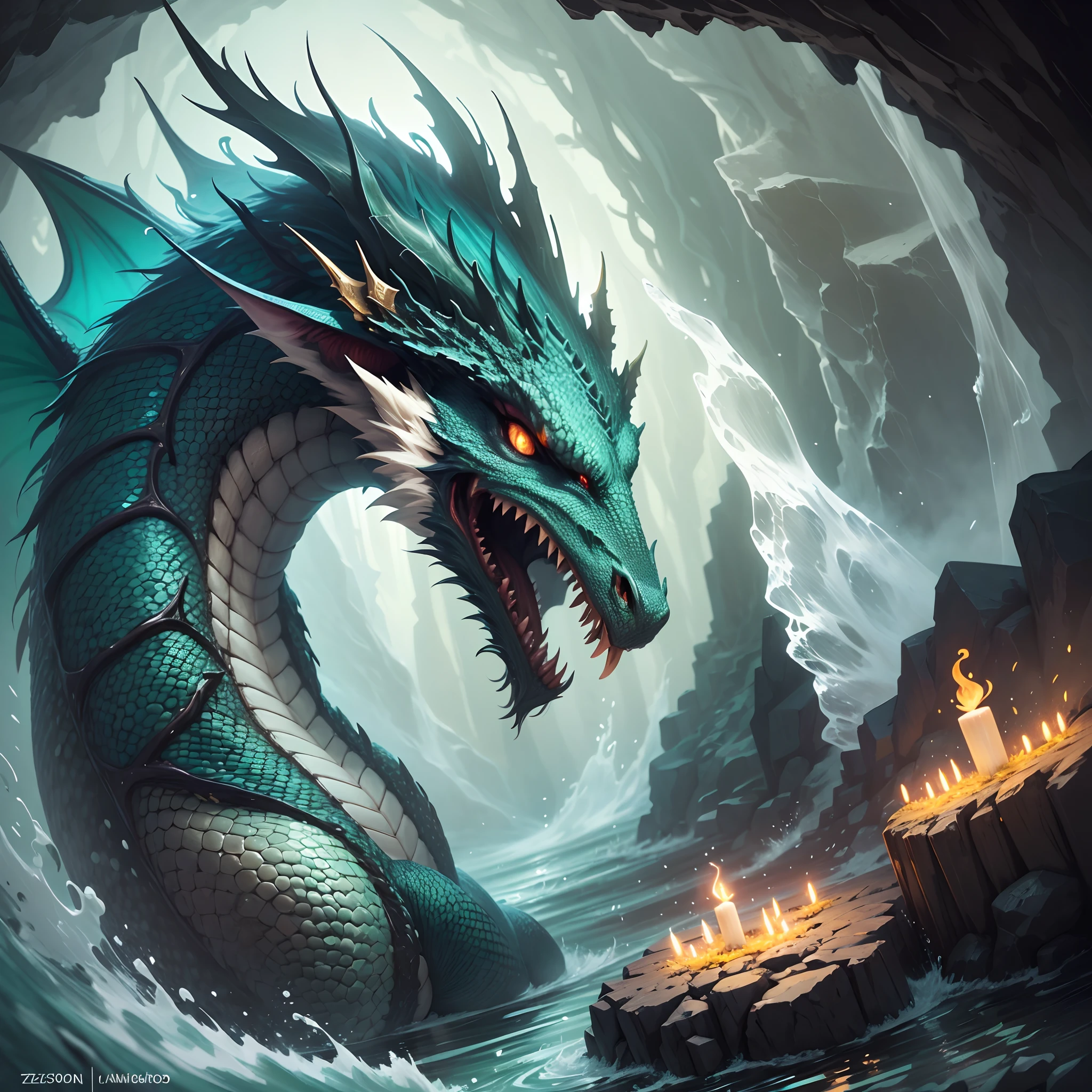 In the vastness of the Valley of the Dragons, Where the mountains rose up to the sky and the streams flowed crystal clear, Introduce the lone dragon Drako. Descreva seu covil impressionante, uma caverna adornada com pedras preciosas e pilhas de tesouros cintilantes. Drako is known as the most powerful dragon in the region, but also the loneliest. Ele passa seus dias guardando seu tesouro precioso com grande zelo, without ever sharing it with anyone. Paint a picture of your loneliness and the majesty of your treasure, That shines by the light of the magic candles." --auto --s2