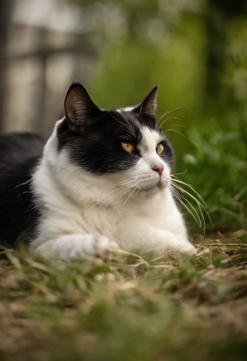 fat cat lying on the carpet from eating too much
