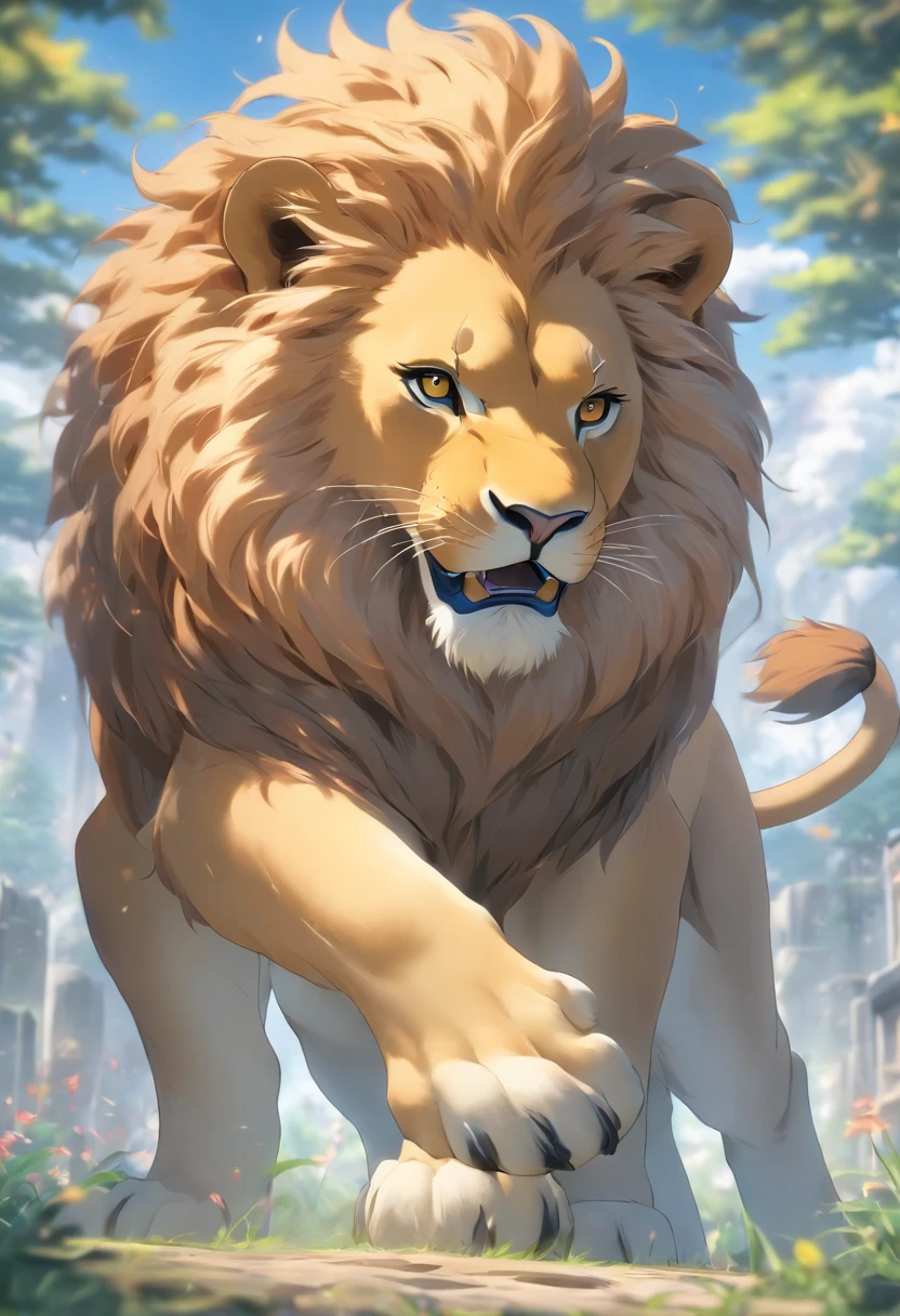 beside;The one of the lions, Best quality, very high resolution, 4K detailed CG, Masterpiece, 3D model blueprints, Front and side poses for 3D modeling, concept-art
