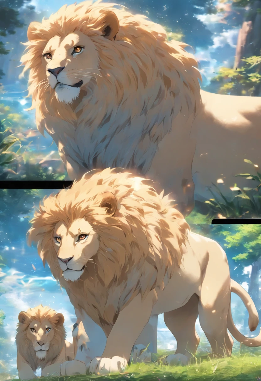 beside;The one of the lions, Best quality, very high resolution, 4K detailed CG, Masterpiece, 3D model blueprints, Front and side poses for 3D modeling, concept-art