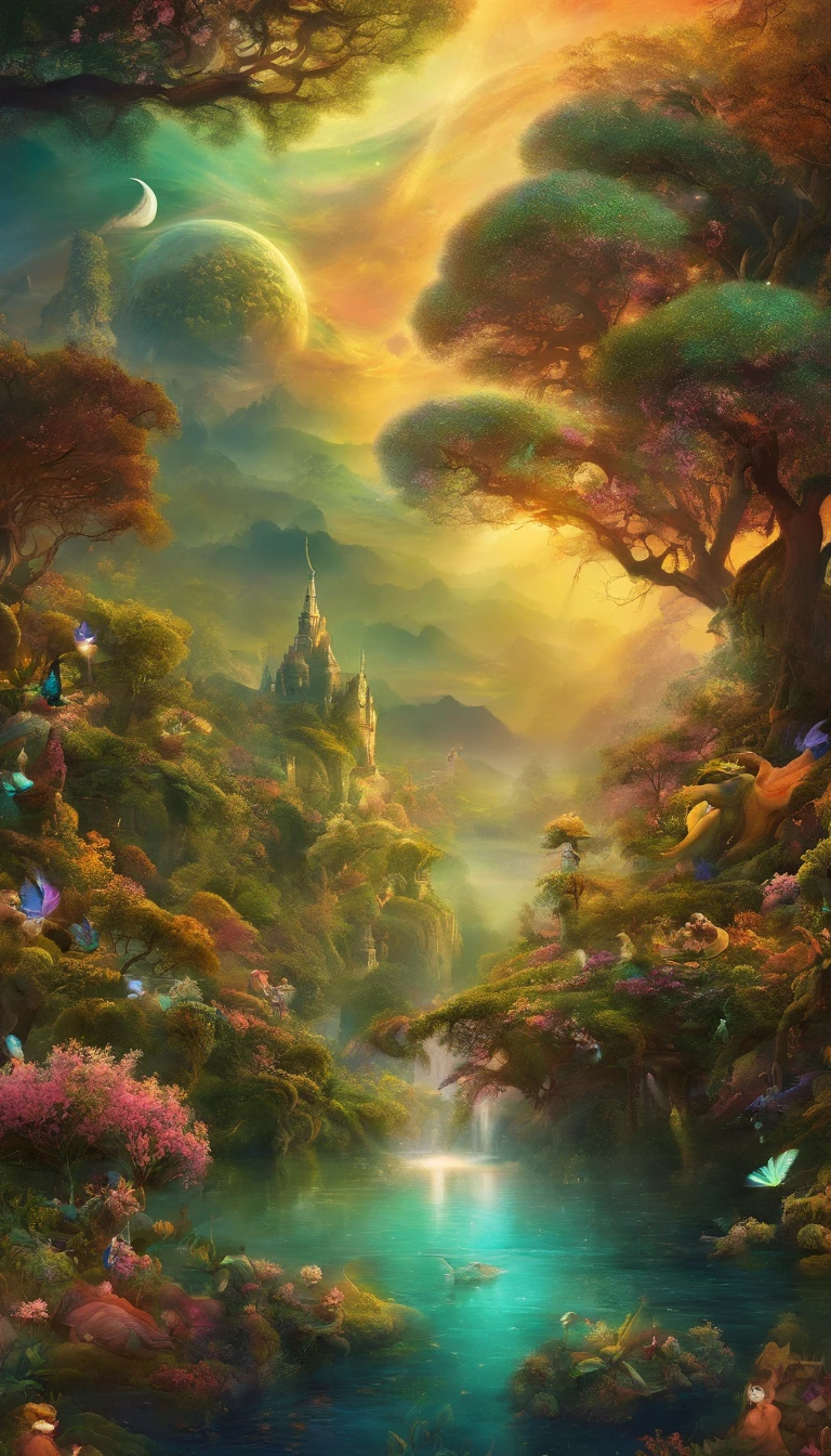 A energia da Terra colapsa,capa de livro, Show the enchanted world scenery, profecia dos mundos, Sabedoria, e o potencial para o aprendizado interestelar. 8k