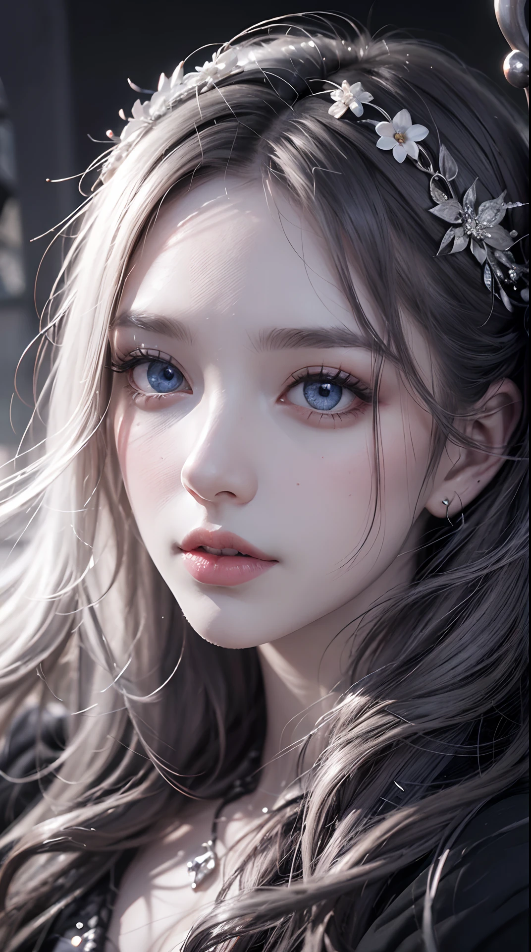 （masterpaintings：1.1），（HighestQuality：1.1），（hdr：1.0），ambiant light，Ultra high quality，（ultra detailed original illustration），（1girl huge large breasts，Upper body body），（（Human dazzle，flower eyes）），Doubleexposure，A fusion of fluid abstract art，Movie Lamp, Detailed face, (Detailed eyes), Clean face，blue eyess，Neon tiny glowing ends，Glowing plant with neon details，light reflections，heart shaped iris、Playful eyes、tiny glowing butterflies、hair adornments，Hitch，（Original illustration composition），（Limited color blending，Maximalism artstyle，Geometric artstyle，butterflys