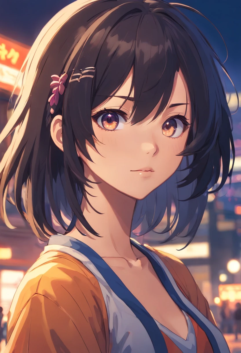 Chica detallada de cabello ????? y ojos negros, con tatuajes completos, collares de plata, y mirada penetrante, Ilustraciones, atmosfera oscura, gothic style, vivid colors, Dramatic lighting, Uchiha sasuke