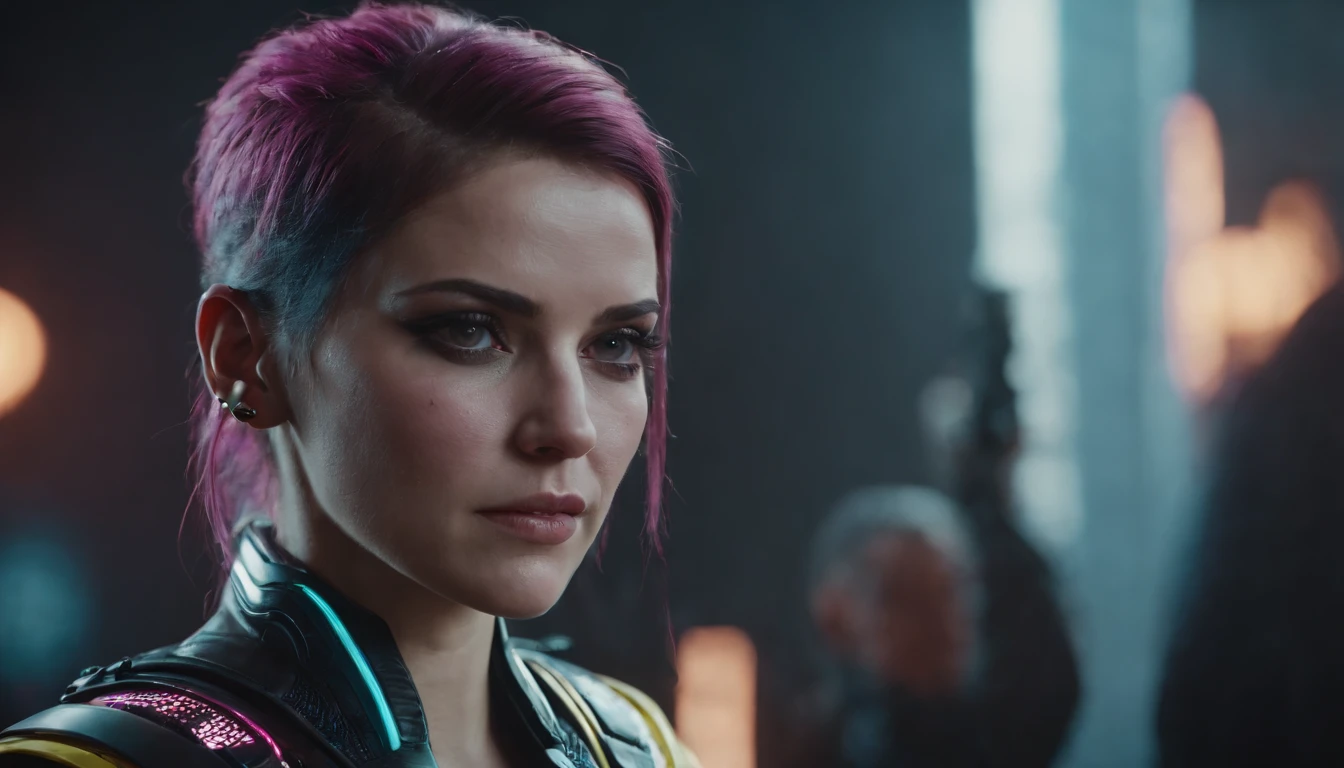 portrait of a cyberpunk 2077 female character