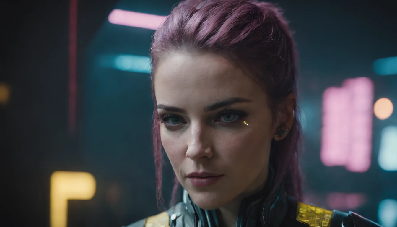 portrait of a cyberpunk 2077 female character