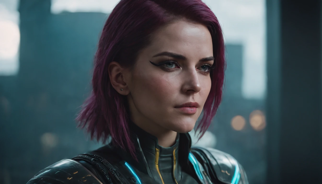 portrait of a cyberpunk 2077 female character