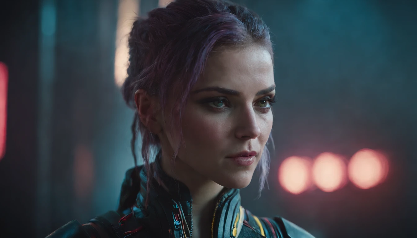portrait of a cyberpunk 2077 female character