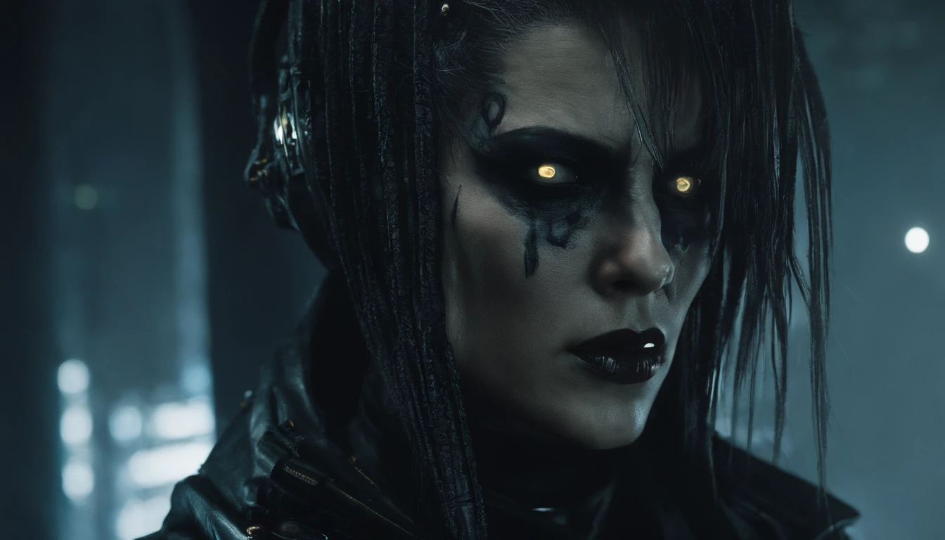 portrait of a cyberpunk 2077 female character