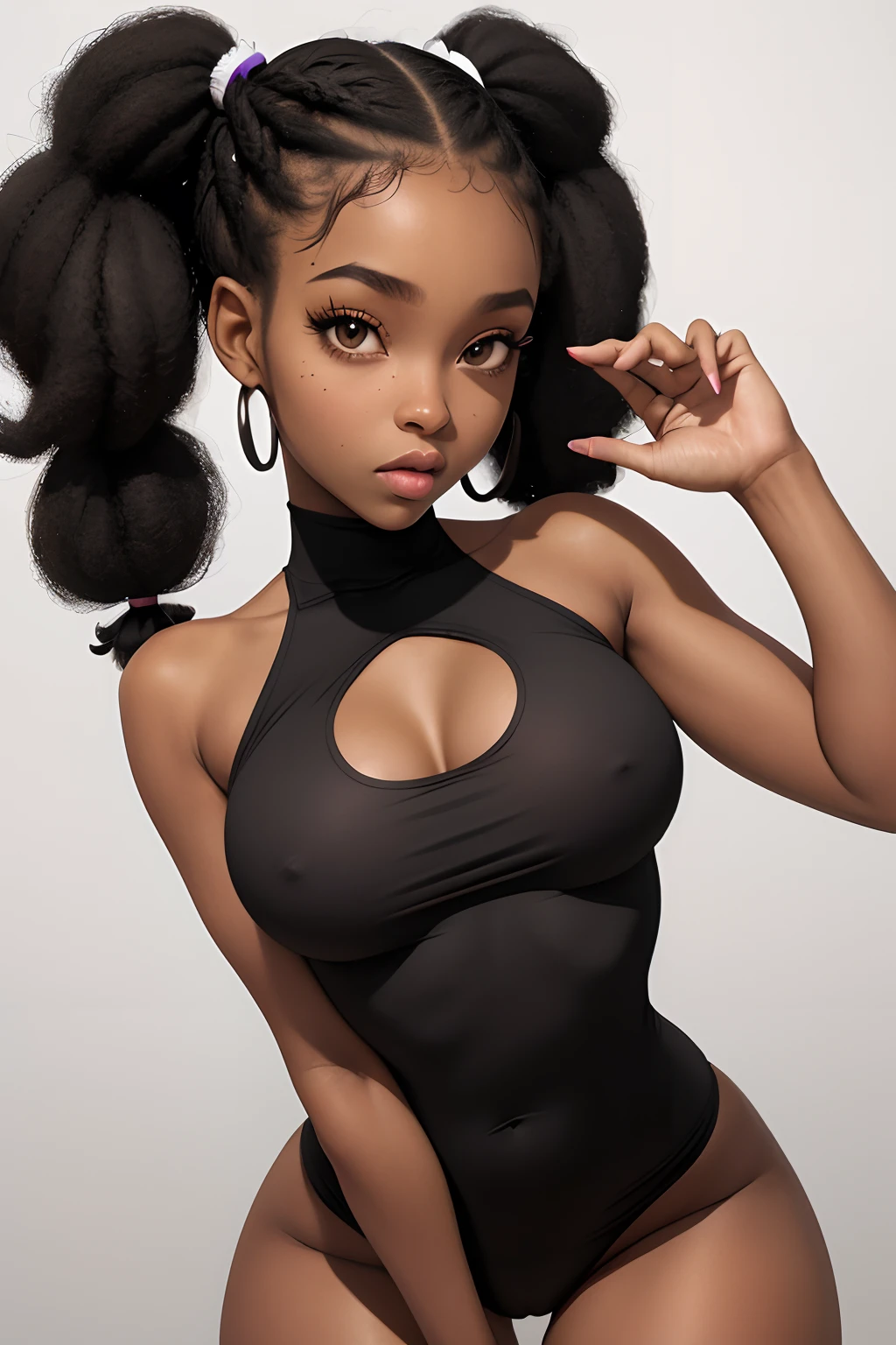 (masterpiece, best quality), deep ebony 1girl, beautiful face, kimberly_jackson, afro-pigtails