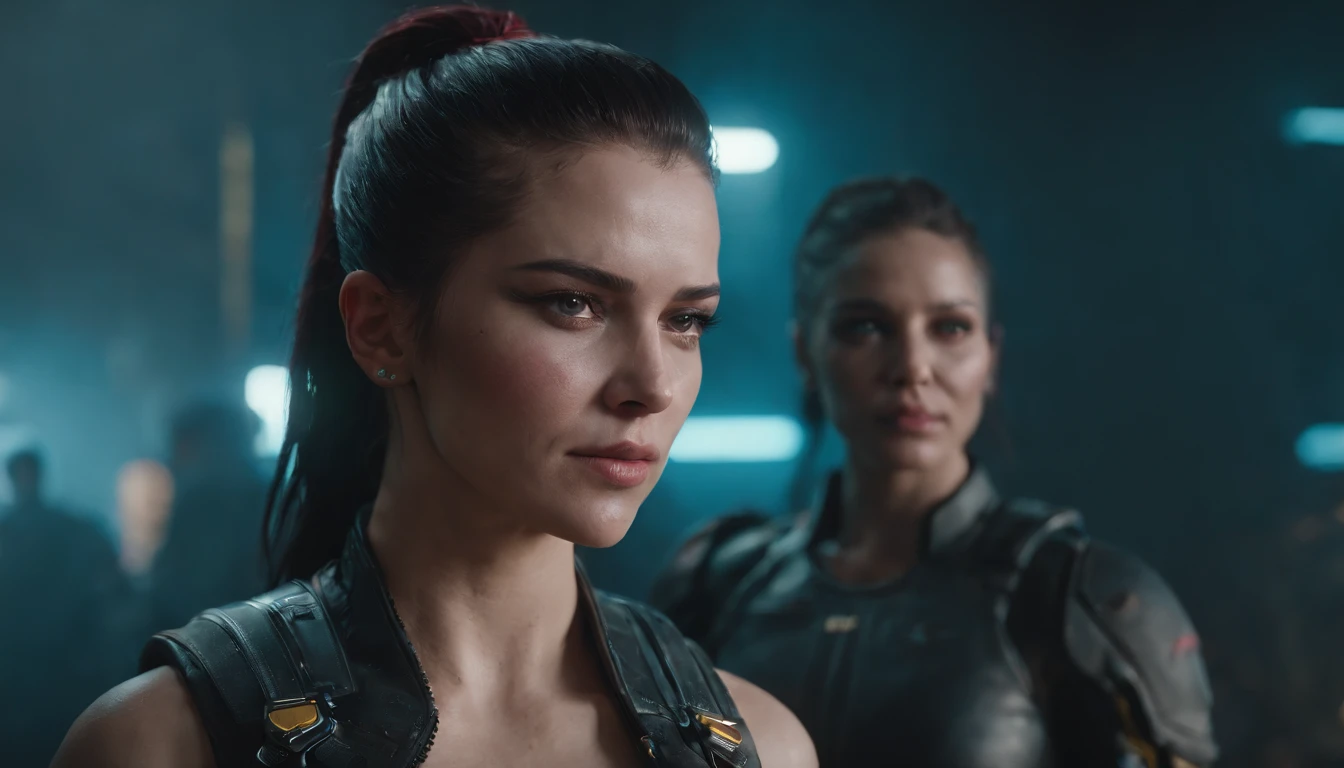 cyberpunk 2077 female character, upper body.