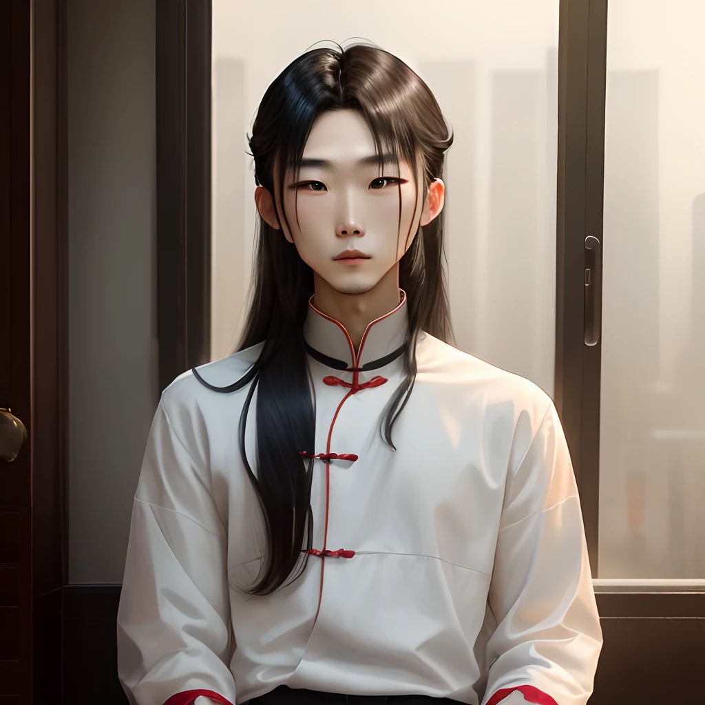 Chinese Beauty Man Black Hair Half Up Long Hair Ephemeral