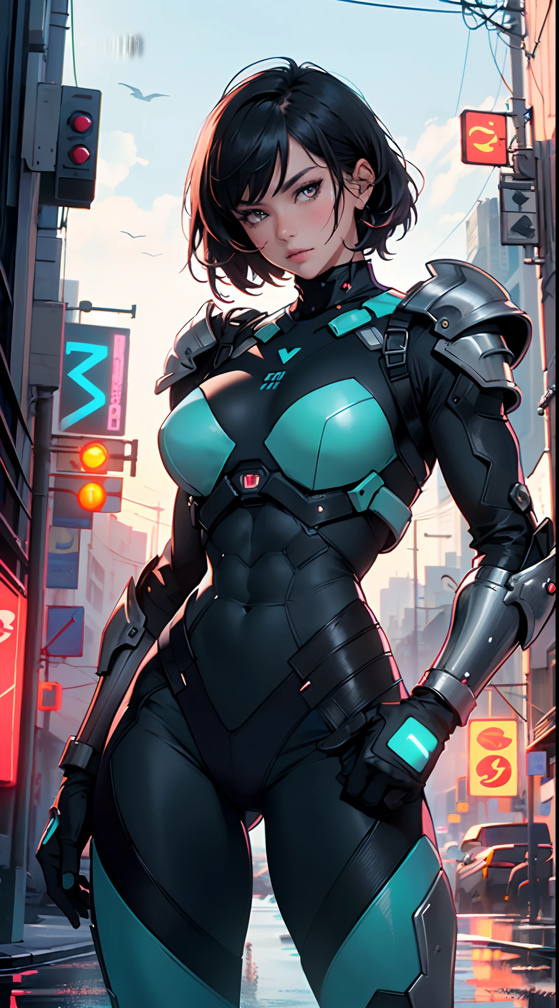 assaultron, itrobo2022, 1girl, solo, breasts:1.4, looking at viewer, robot, humanoid robot, robot joints, one-eyed, joints, no humans, ((black armor, black pants)), wide hips, curvy, mechanical arms, crotch plate, science fiction, post-apocalypse, outside, large breasts

lot of rgb,(spider lower abdomen),

(((nsfw))),

motorcycle black helmet,(wearing head-mounted display that is chunky and hi-tech with neon lights:1.2), corporate logos,complete helmet,no face, black body, black skin, black robotic body,technological mask

(dynamic pose:1.0),solo focus,embarrassed,centered,scale to fit dimensions,Rule of thirds,

outdoors,((night view)),(cyberpunk night street Background: 1.5,dark sky,alleyway,lonely alley,thick clouds,detailed background:1.25),

(best quality),(high resolution),(sharp focus),(ultra detailed),(extremely detailed),(extremely high quality artwork),8k_wallpaper,(extremely detailed CG 8k),(very fine 8K CG),((hyper super ultra detailed perfect piece)),flawless,(((masterpiece))),illustration,vibrant colors,(intricate),High contrast,Selective lighting,Double exposure,HDR (High Dynamic Range),Post-processing,Background blur,