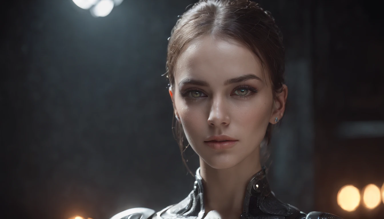 Beautiful cyborg warrior woman in rusty magic style, cyberpunk augmentation, Cyber Software, Cyborg, carbon fibers, Chrome, Implants, metal skull, Cyber plate armor, (Dark atmosphere:1.2), (Mist & Smoke), (It's Dark Night:1.3), the scars, (dark medium length disheveled hair:1.1), (eye shadows:1.1), (beautifully detailed glow:1.2), (Cinematic lighting), intricately details, A high resolution, Rounded eyes, Detailed facial features, sharp-focus, smooth, Aesthetic, Detailed dark background of industrial plant, Stylish pose, dynamicposes, (dramapaint)Eyes, HDR (High Dynamic Range), Ray Tracing, NVIDIA RTX, Super-Resolution, Unreal 5, Subsurface Scattering, PBR Texturing, Post-Processing, Anisotropic Filtering, Depth-Of-Field ,Maximum Clarity And Sharpness, Multi-Layered Textures, Albedo And Specular Maps, Surface Shading, Accurate Simulation Of Light-Material Interaction, Octane Render, Two-Tone Lighting, Low ISO, White Balance, Rule Of Thirds, Wide Aperture, 8K RAW, Efficient Sub-Pixel, Sub-Pixel Convolution, (Luminescent Particles:1.4), {{Masterpiece, Best Quality, Extremely Detailed CG, Unity 8k Wallpaper, 3D, Cinematic Lighting, Lens Flare}}, (bodysuit:1.2), Cyberpunk 2077