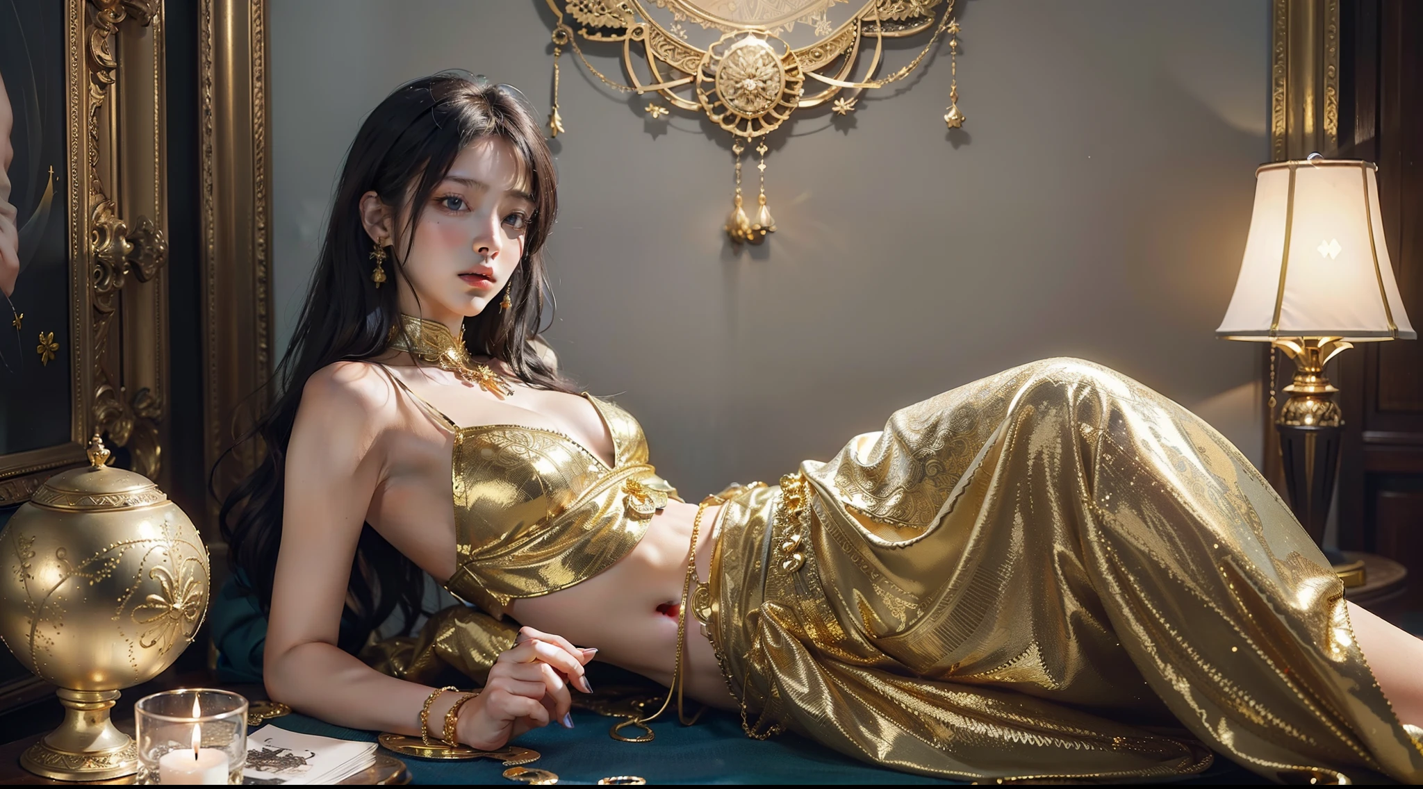 (nswf,​ masterpiece、top-quality、top-quality、Official Art、Beautifully Aesthetic:1.2)、(1girl)、Extreme Details、colourfull、highestdetailed、Official Art、Unity 8k壁纸、ultra-detailliert、Beautifully Aesthetic、Beautiful fece、​masterpiece、top-quality、(Zentangle、a Mandala、Tangles、entanglement)、Holy Light、gold foil、Gold leaf art、glitter drawing