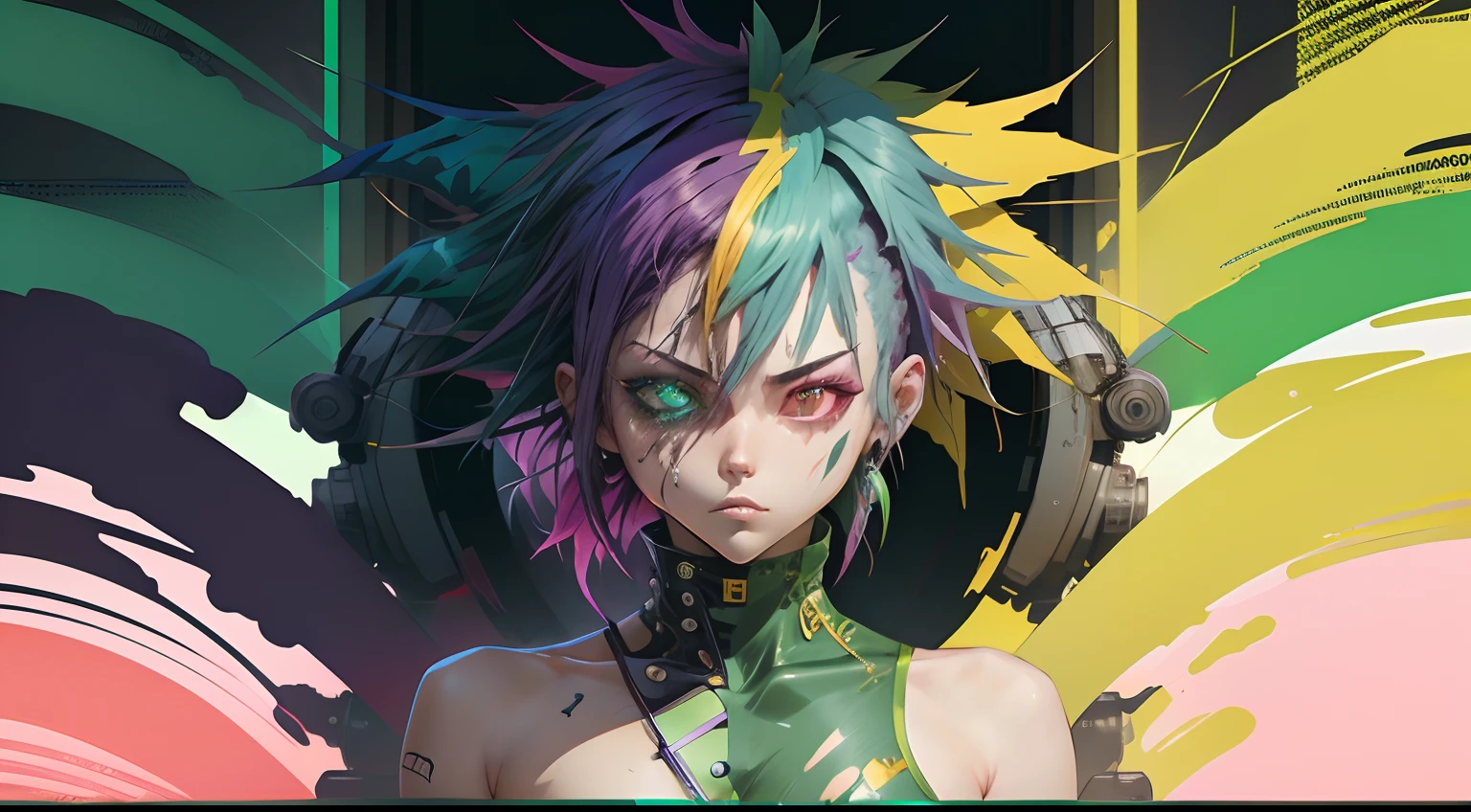((Best quality)), ((masterpiece)), (detailed), naked girl in cyberpunk style